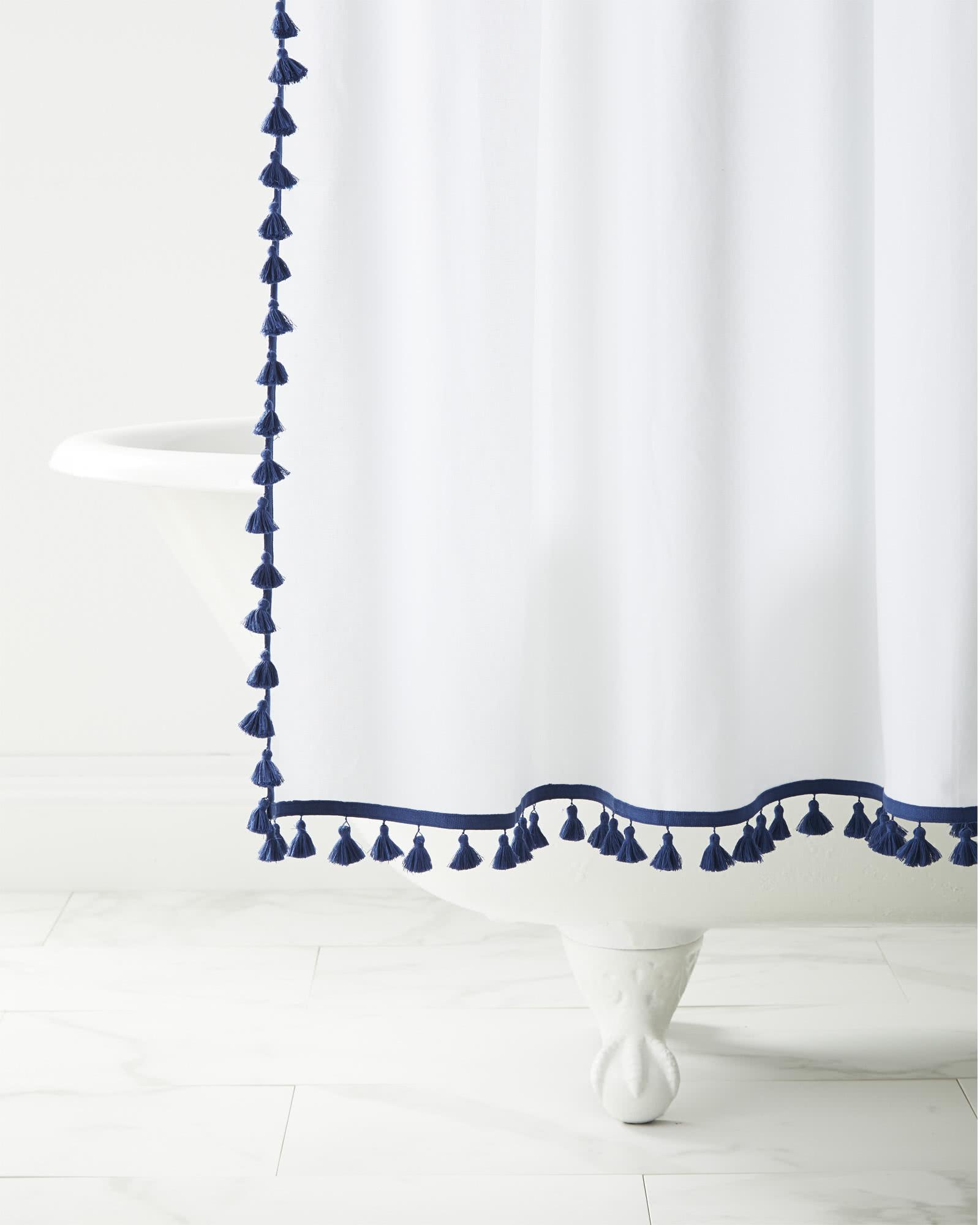 The French Blue Lines Shower Curtain