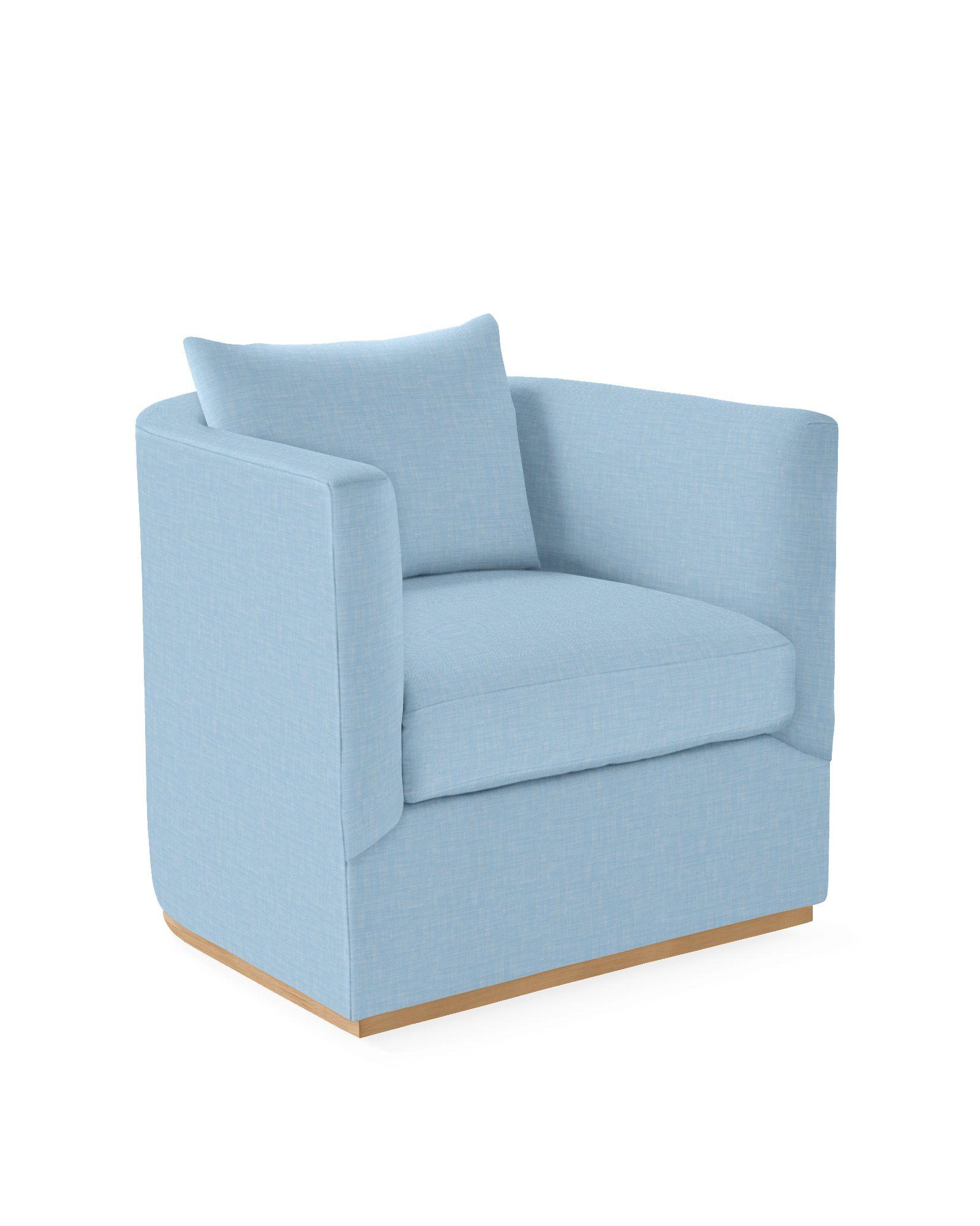 Light blue swivel 2024 barrel chair