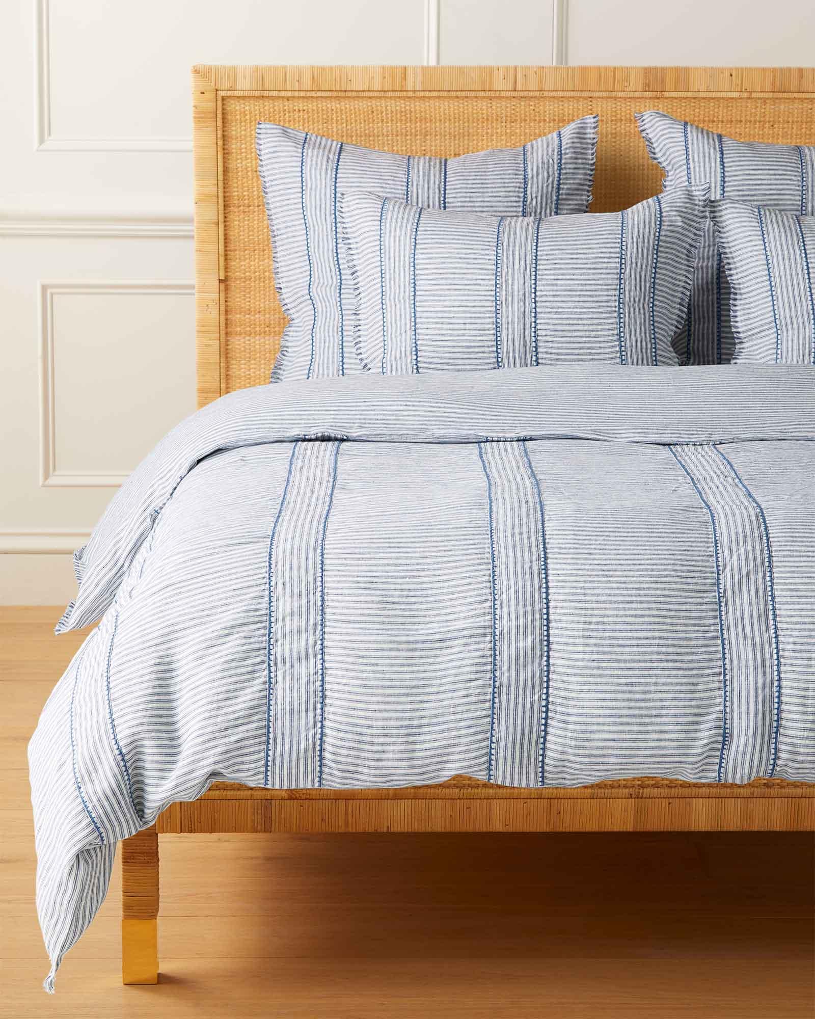 Perennials Harbor Stripe Pillow Cover in Coastal Blue, 14 x 30 | Serena & Lily