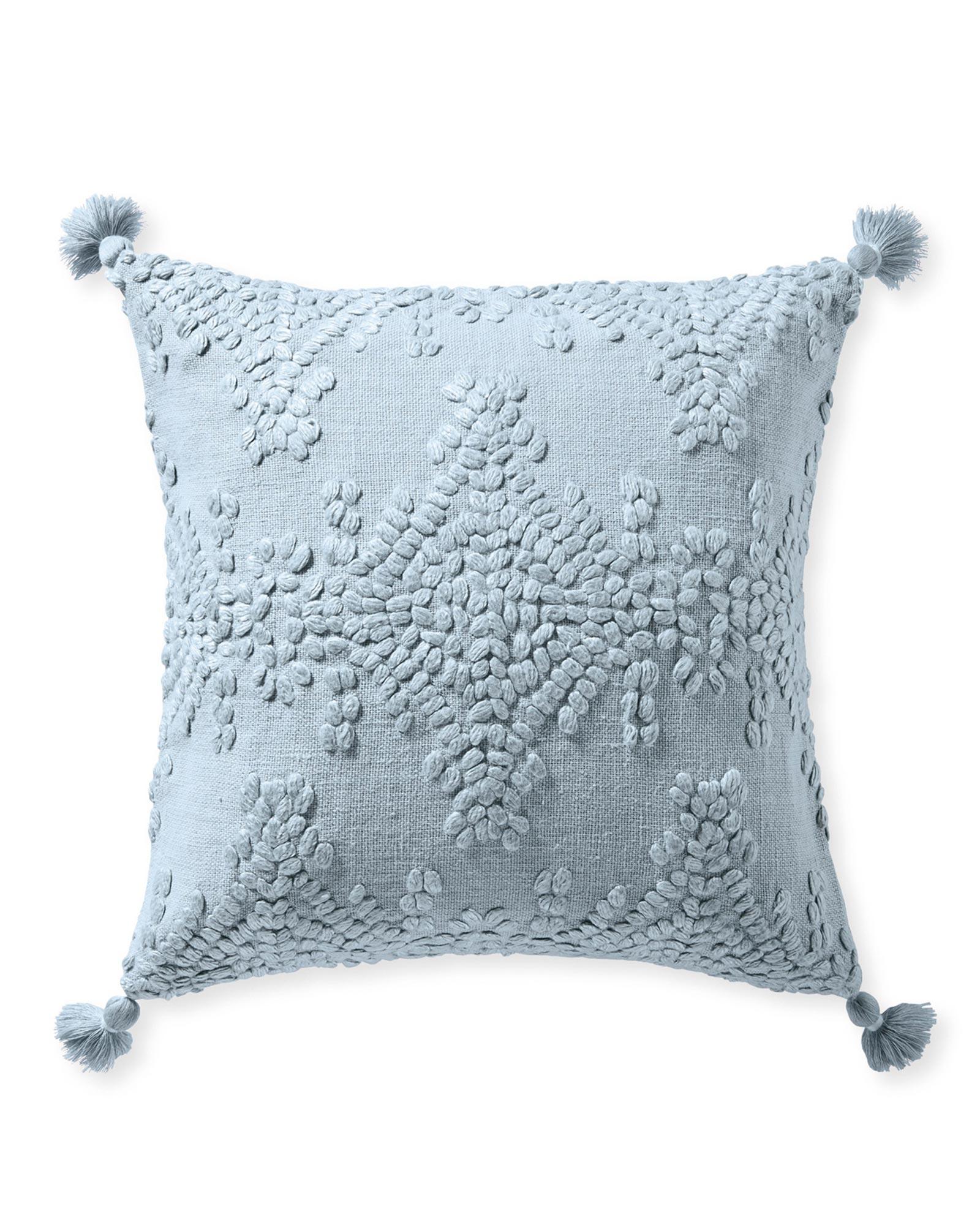 Linen Floor Cushion With Handle, Natural Blue