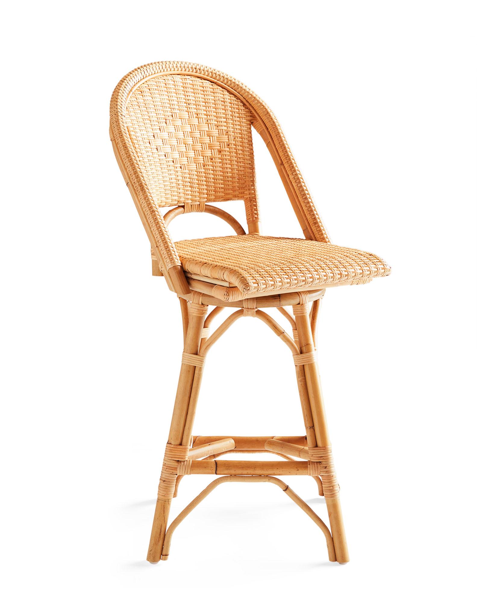 Sunwashed Riviera Rattan Swivel Counter Stool | Serena and Lily