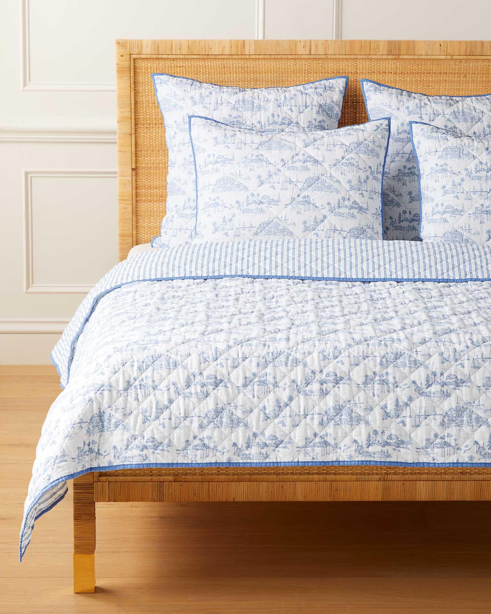 Seahaven Quilt in French Blue, Linen/Cotton, Full/Queen | Serena & Lily