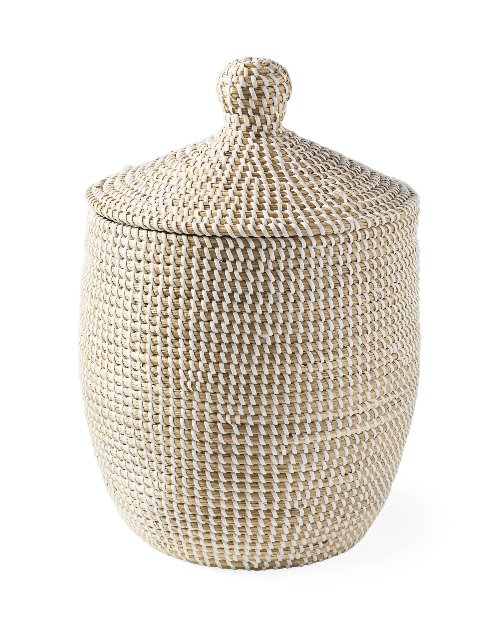 Rattan Round Waste Bin/ Paper Bin With Lid and Insert Liner 