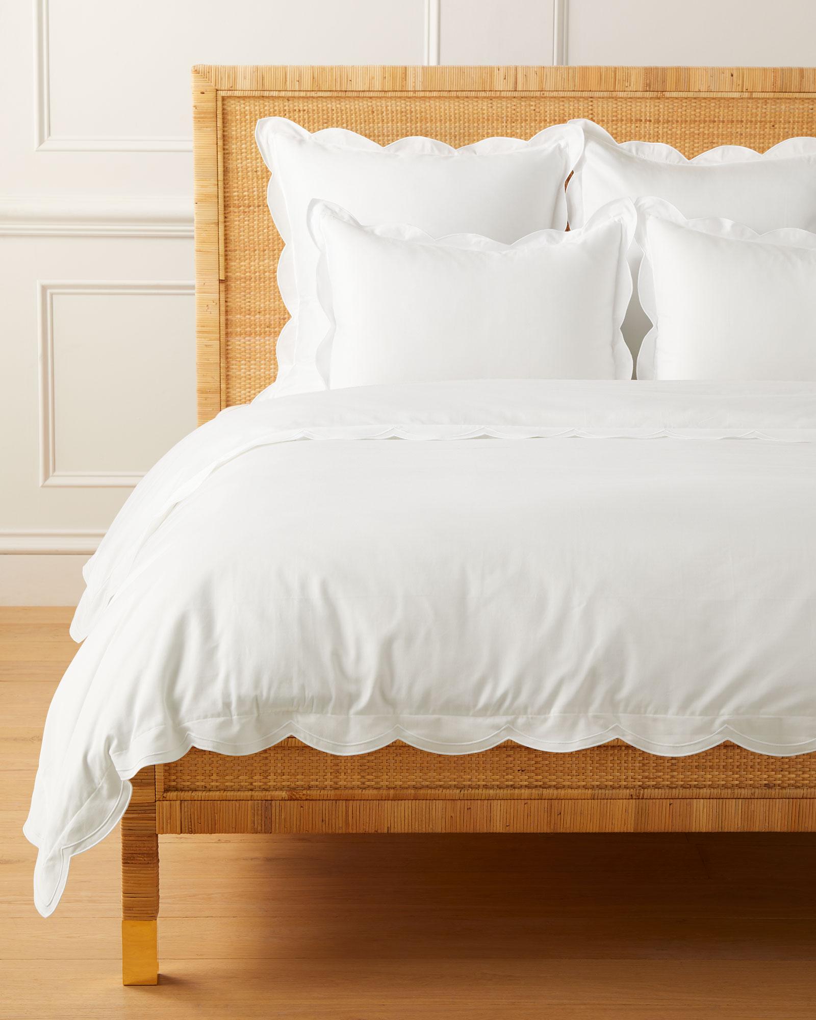 Scallop Sateen Duvet Cover - White - Full/Queen - Cotton – Serena & Lily