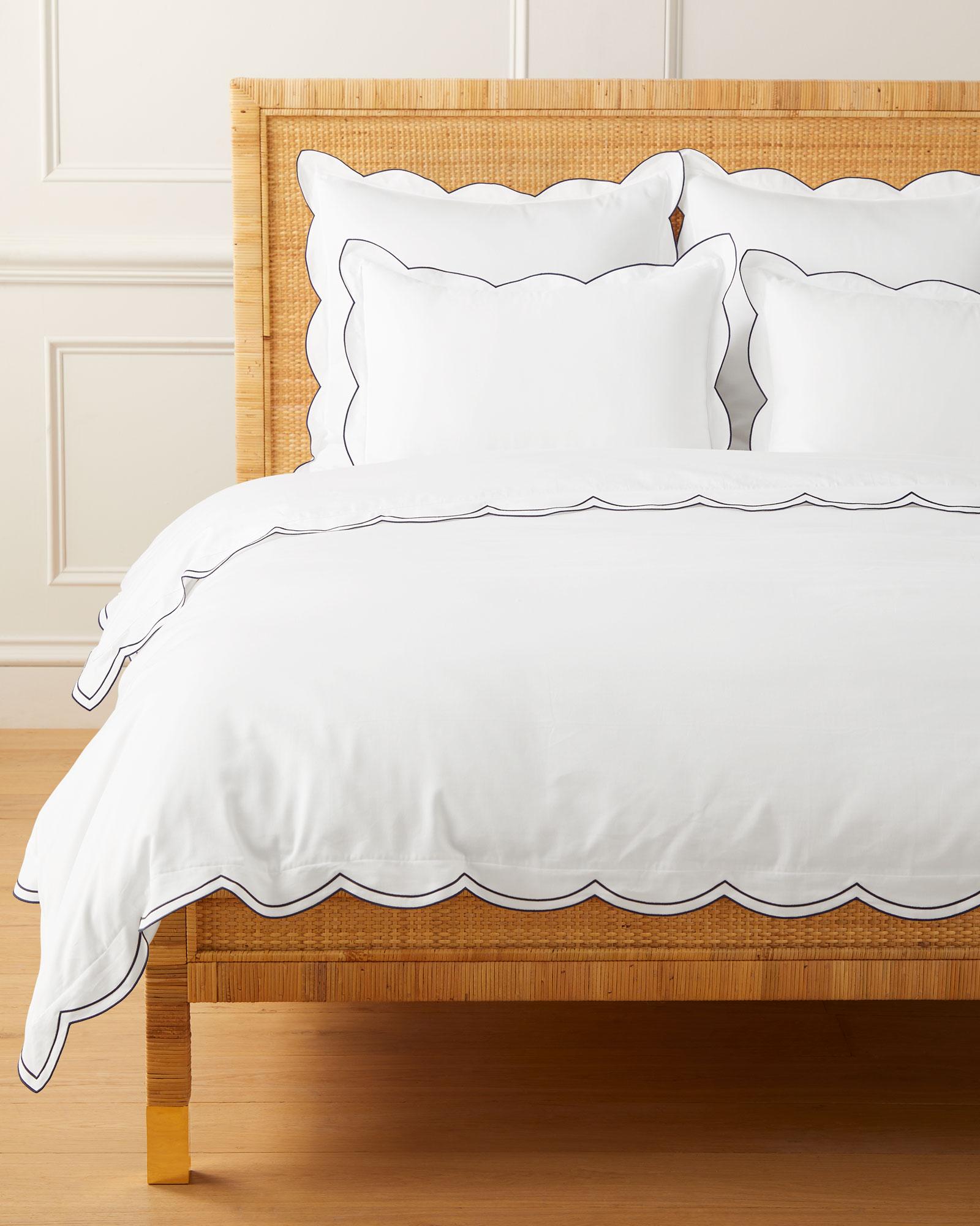 Scallop Sateen Duvet Cover - White - Full/Queen - Cotton – Serena & Lily