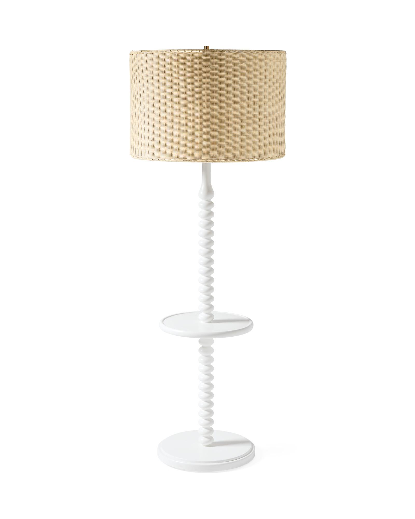 White rattan on sale floor lamp