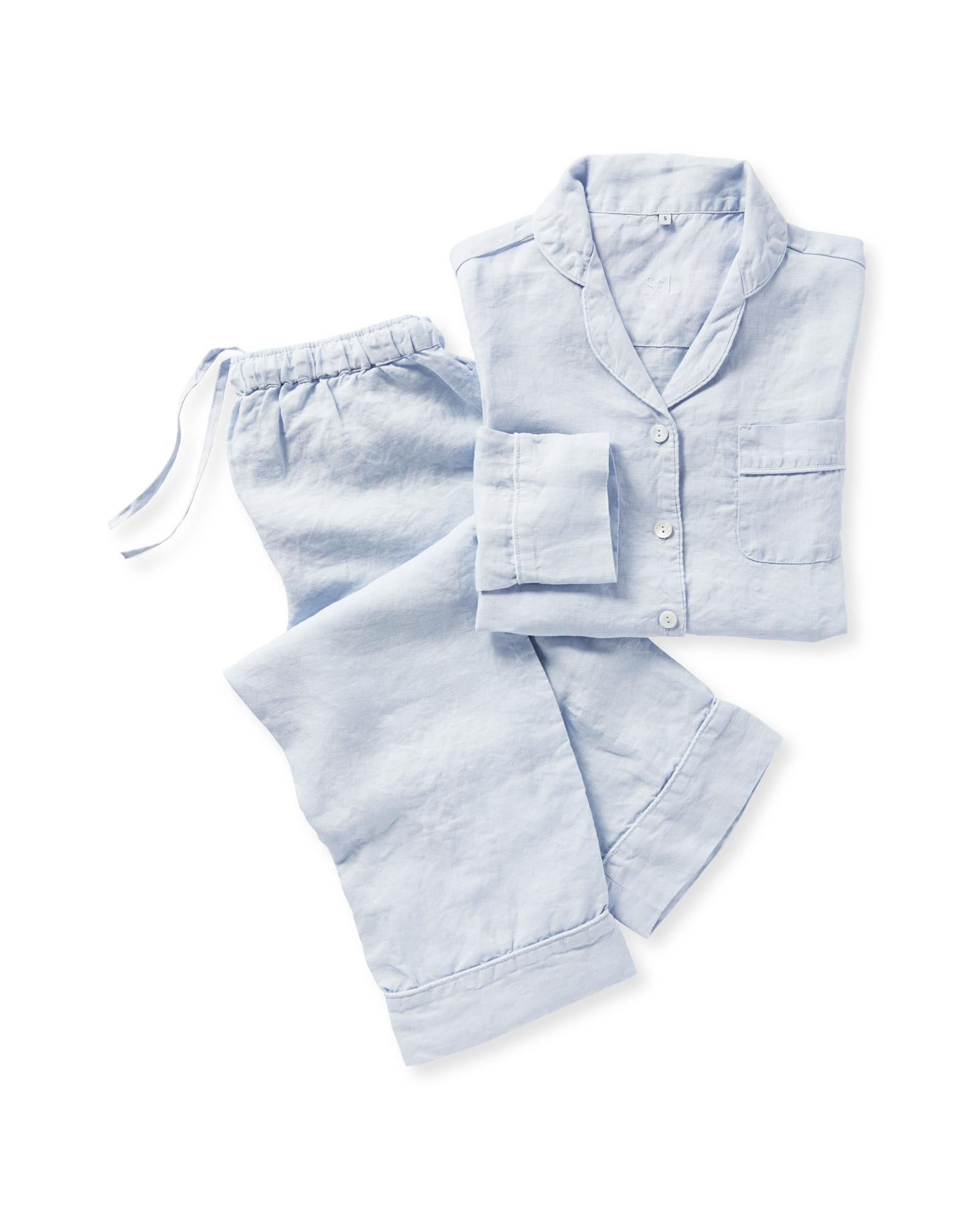 European Linen Sleepwear Set in Clear Sky color