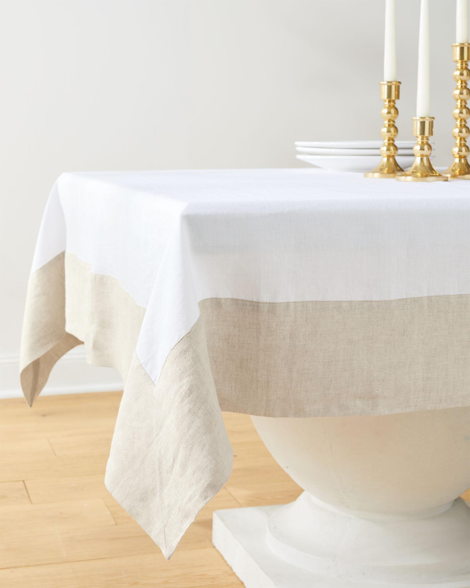 White Linen Cloth Scallop Napkins With Gold Trim for Table Decor