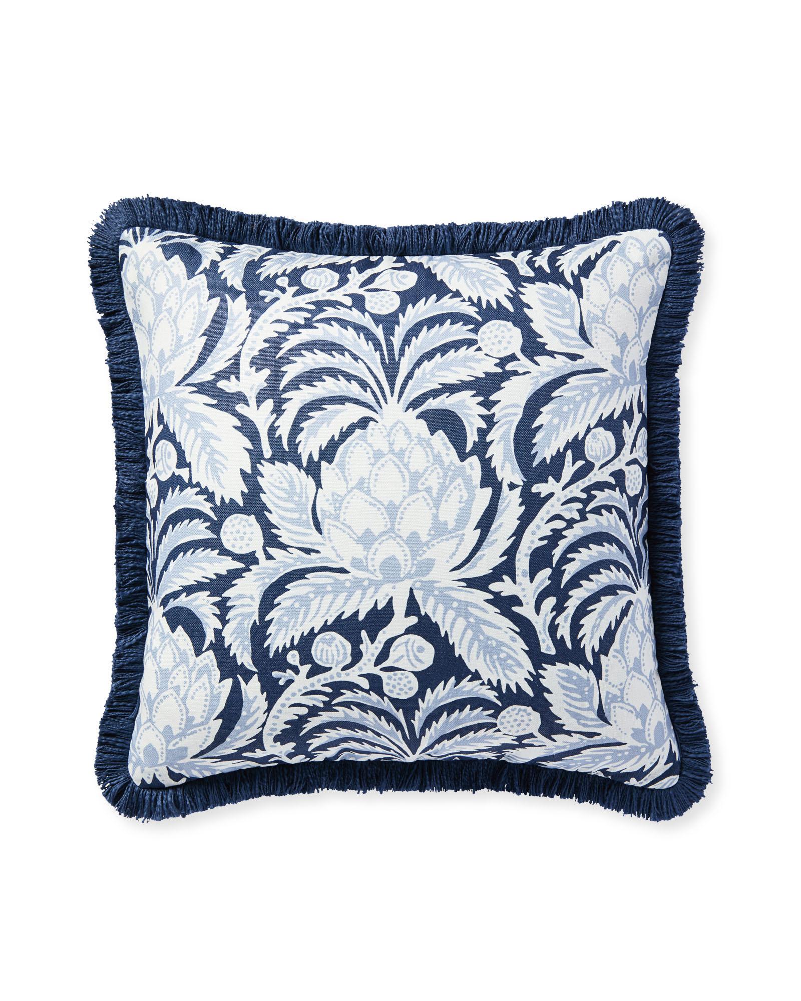 Coastal Decorative Pillows, Stripe Tassel, Sky Blue | Crumbs Home