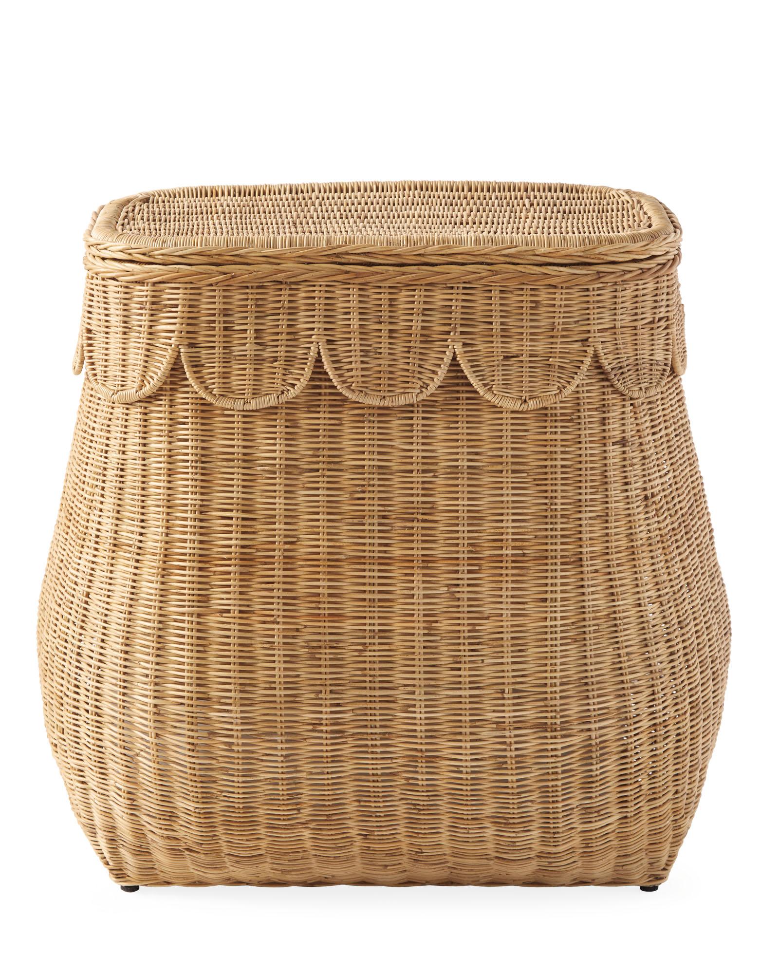 Corner Laundry Basket With Lid, Tall Wicker Laundry Hamper, Rattan