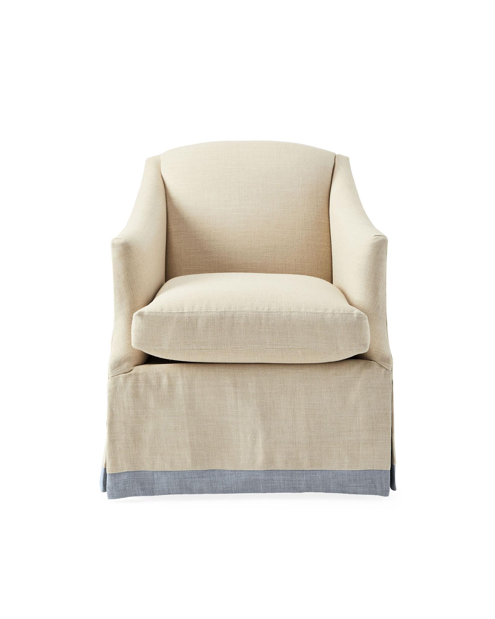 HEALDSBURG SMALL WICKER SWIVEL CHAIR WITH LINEN CUSHION - PALETTE HOME