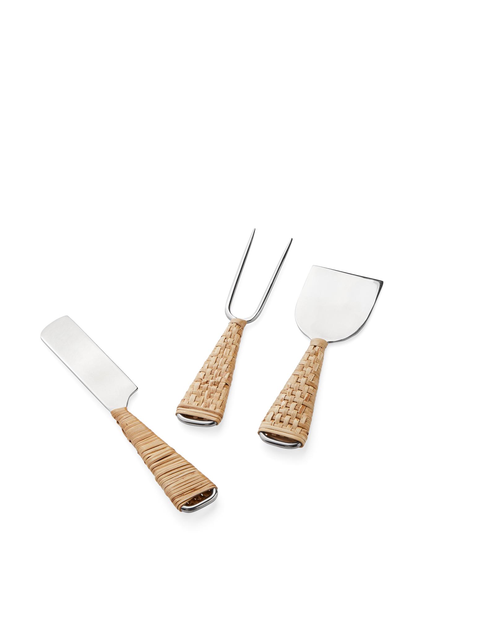 Multi-Color Cheese Knife Set - Feather pattern handles - Small