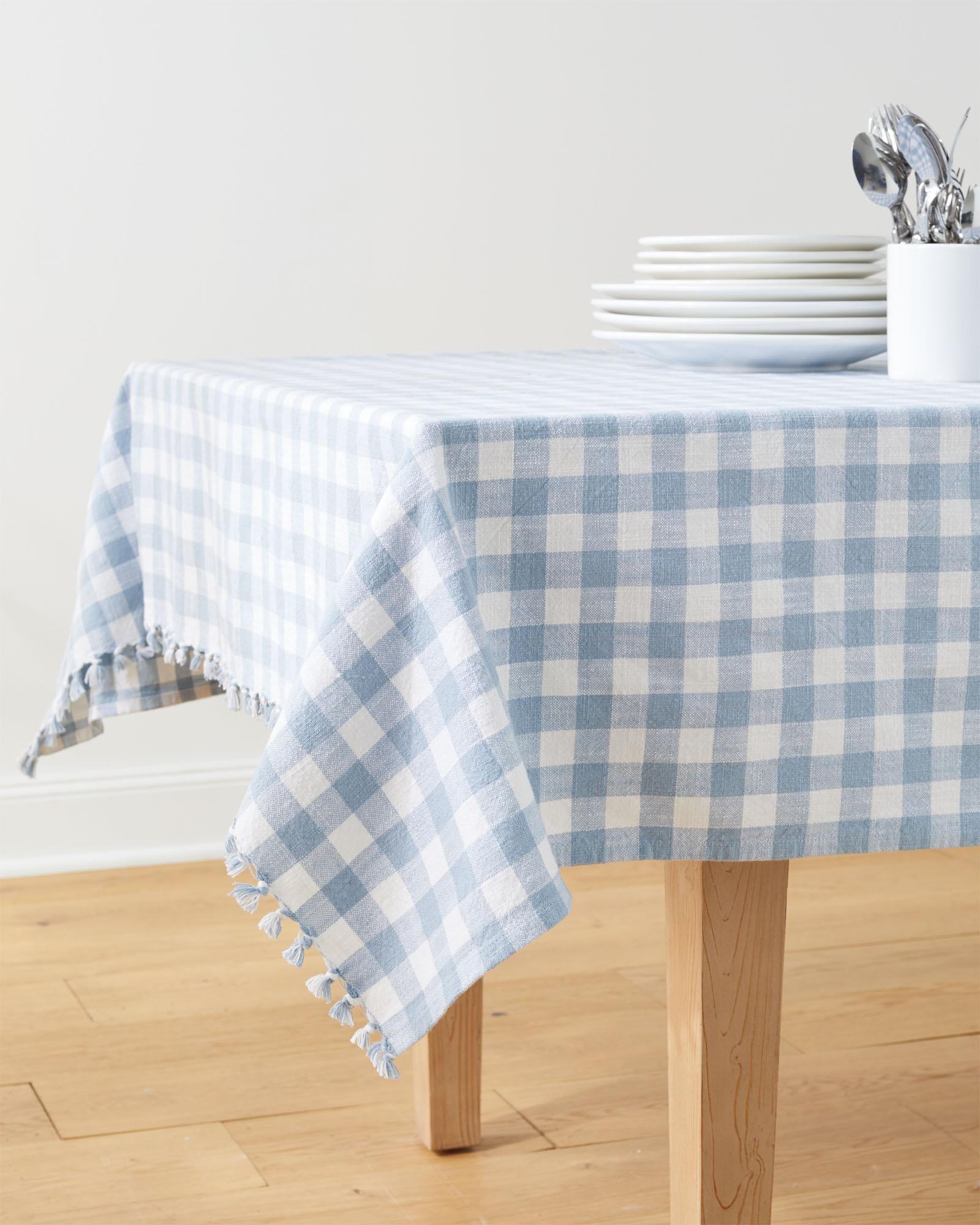 Serena & Lily Gingham Tablecloth - Coastal Blue (60" x 120")