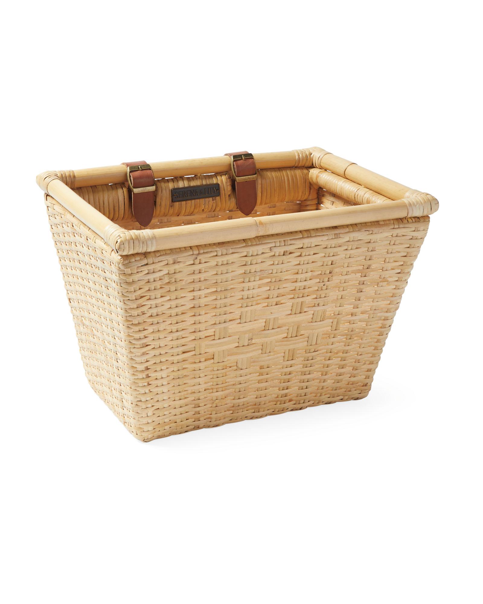 Sunwashed Riviera Rattan Bike Basket Serena and Lily