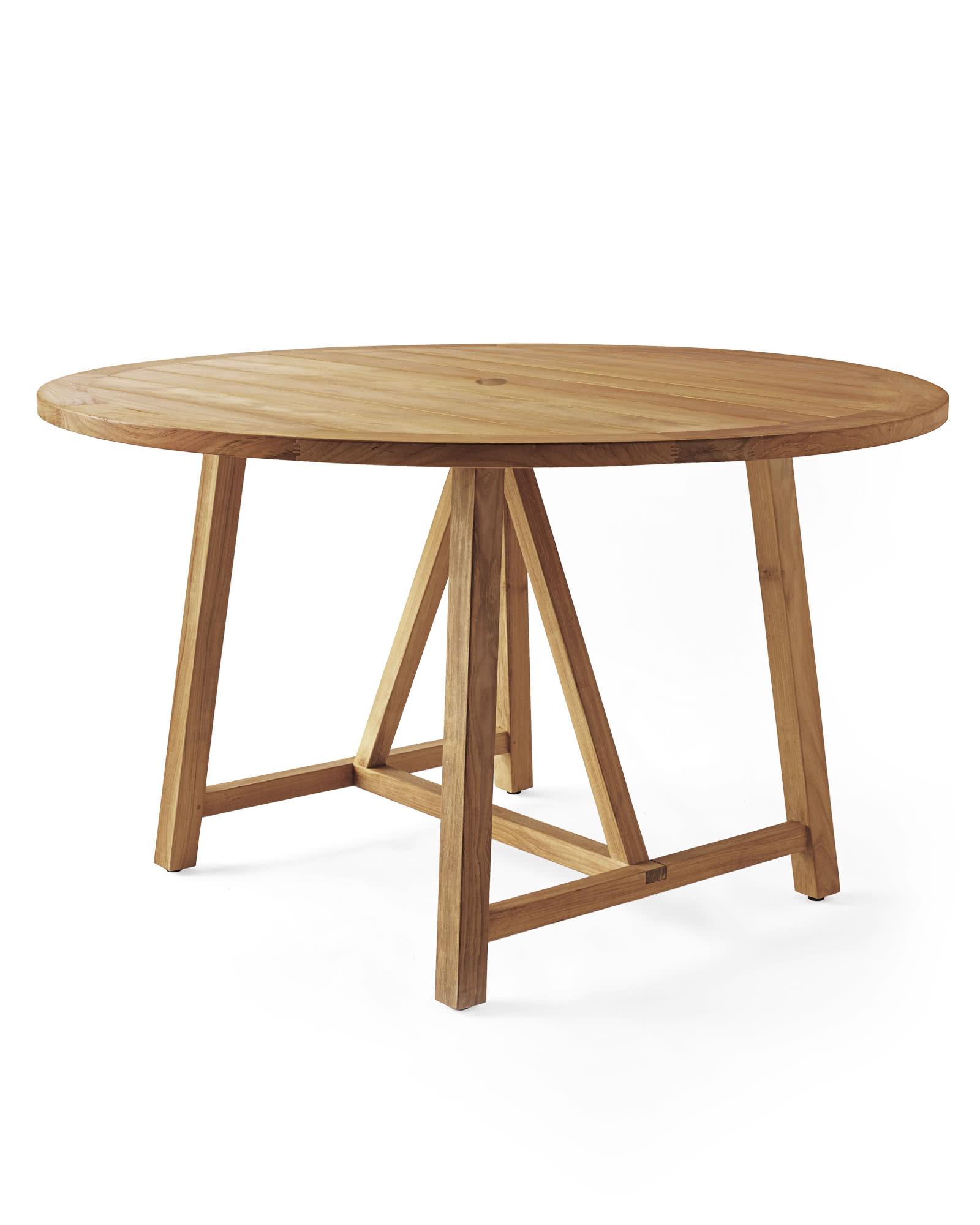 Crosby Teak Round Dining Table Natural Serena and Lily