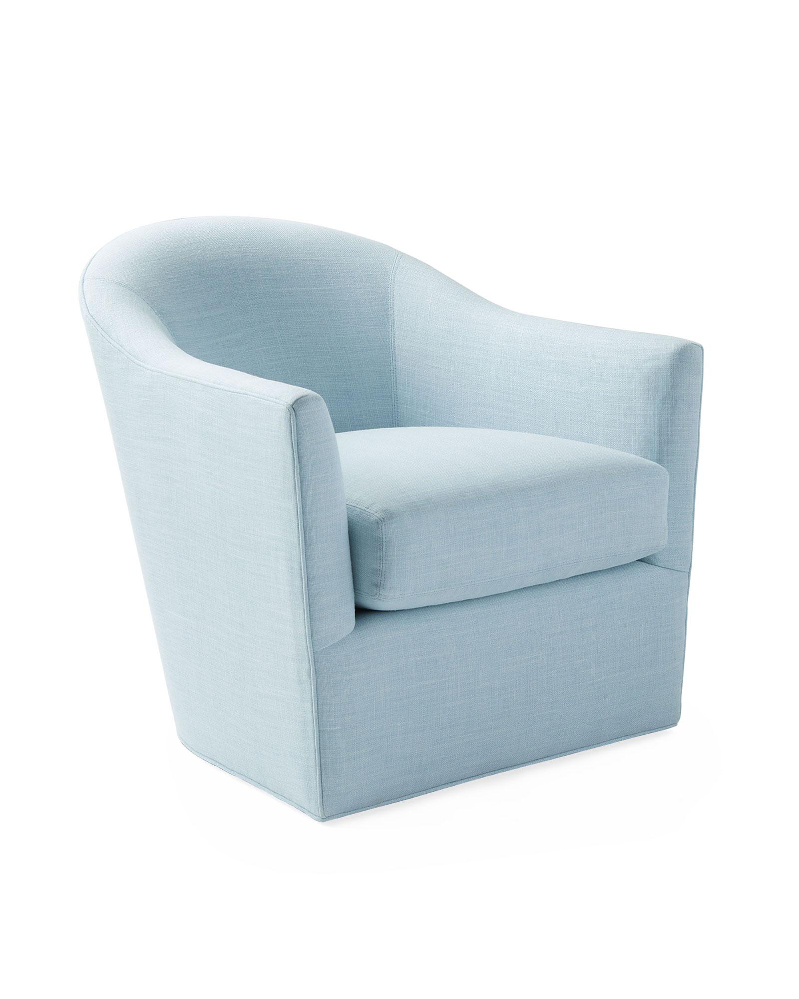 Provence Swivel Chair in Washed Linen Sky | Serena and Lily