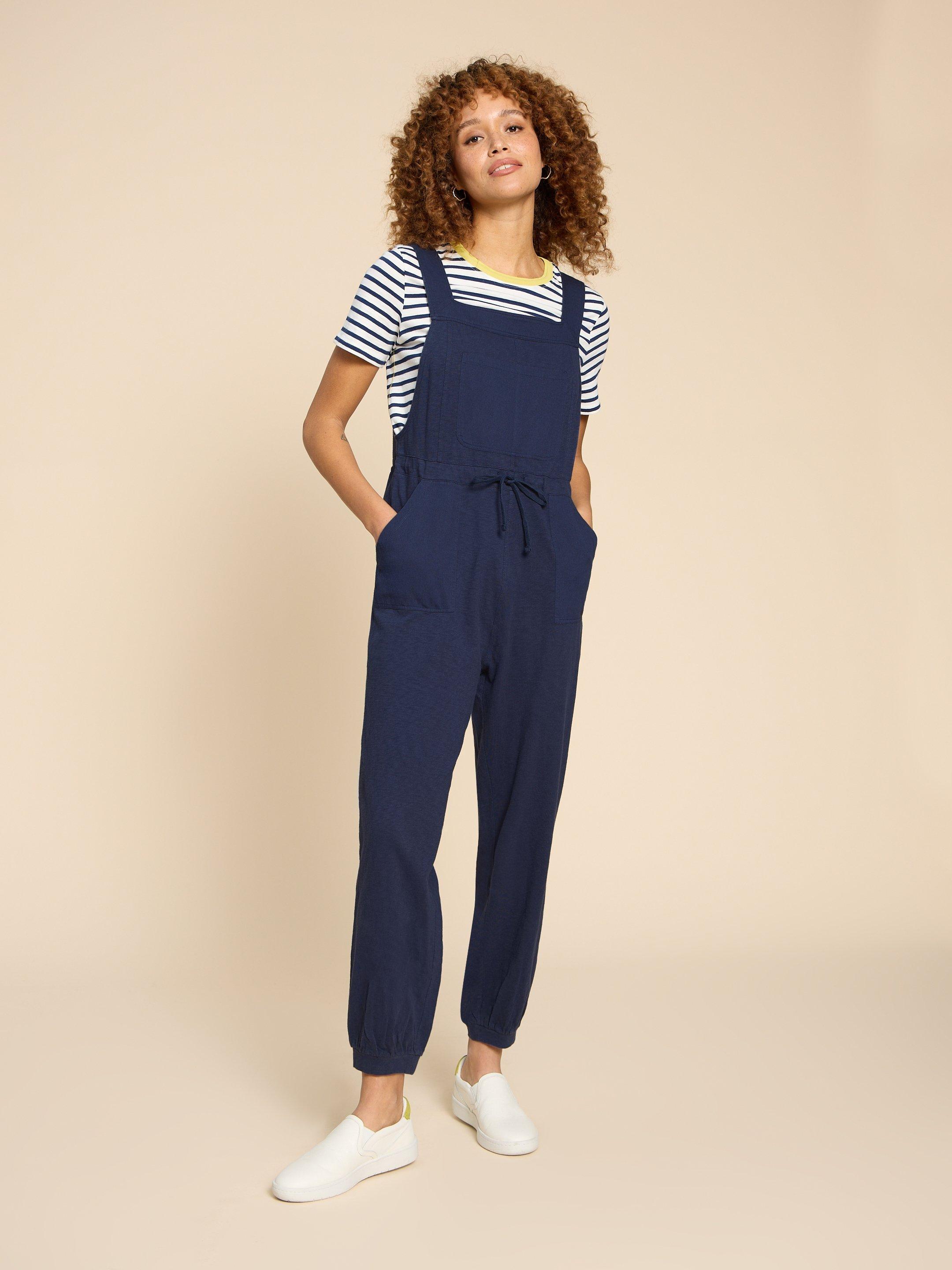 Viola Crop Linen Dungaree in KHAKI GREEN