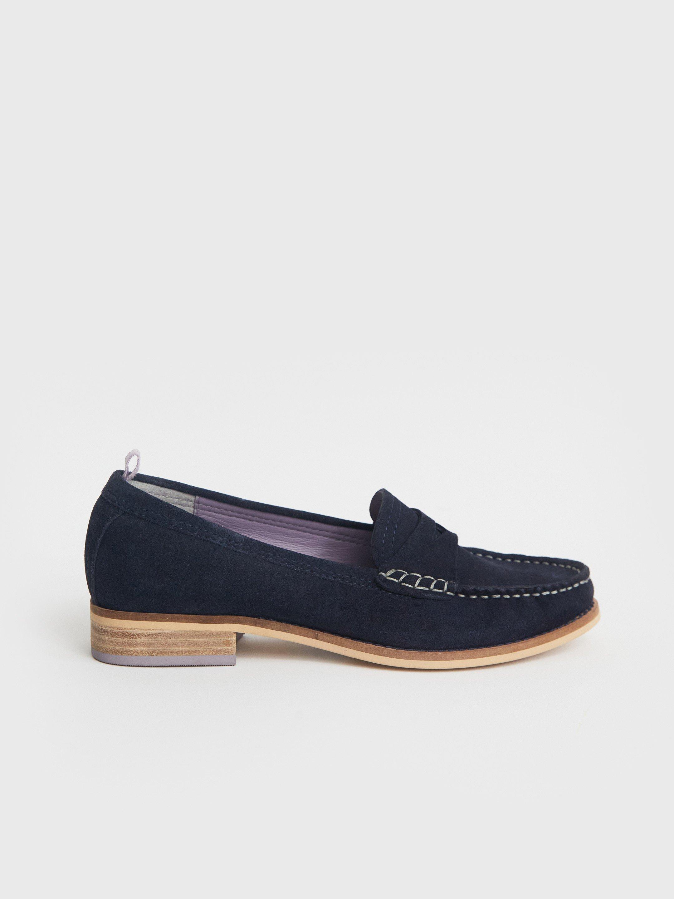 The Faye Brogue In Navy Blue Vegan Suede Effect- Vintage Style