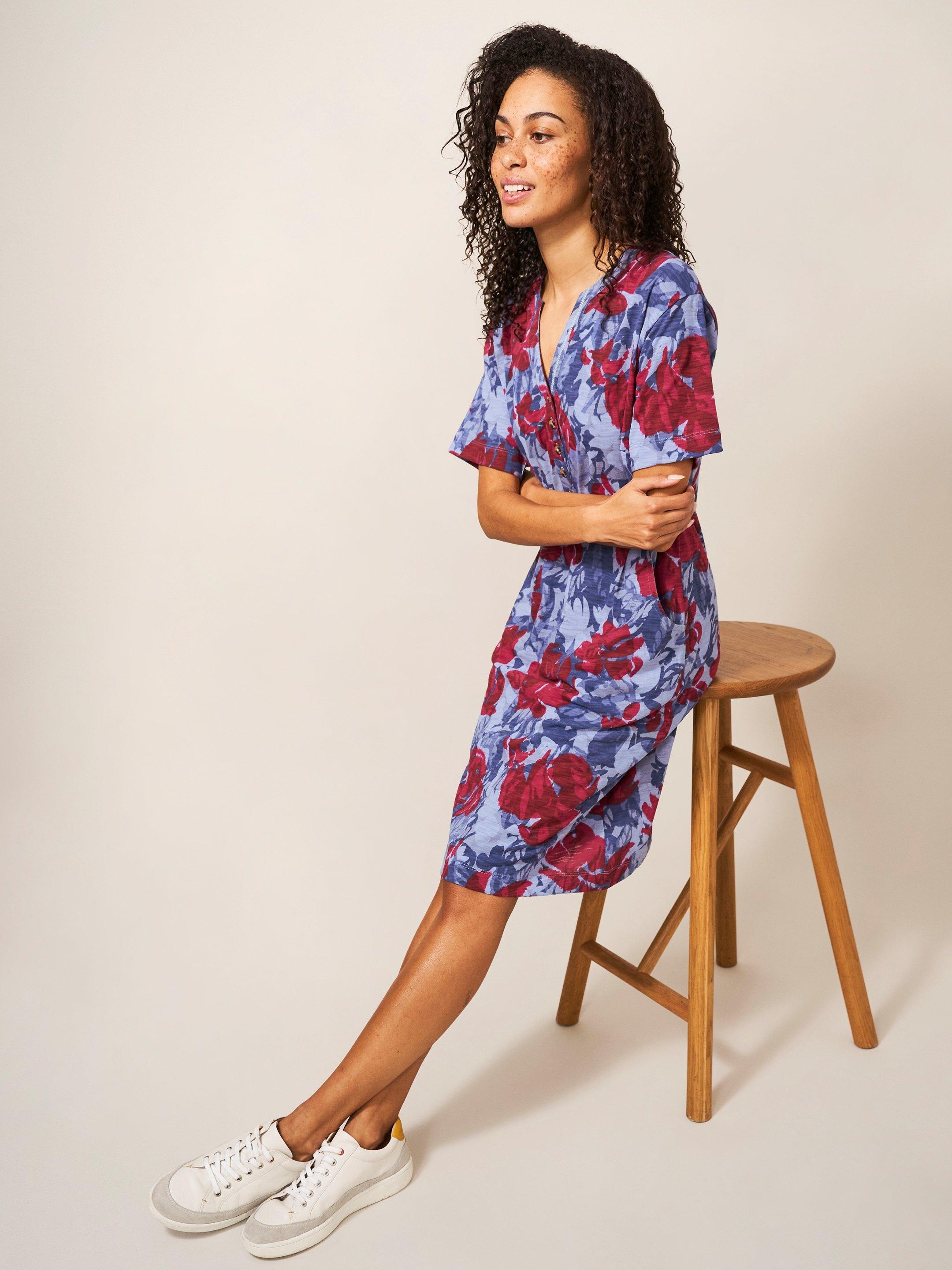 White Stuff Everly Jersey Shirt Dress - Blue Print — Grace the Boutique