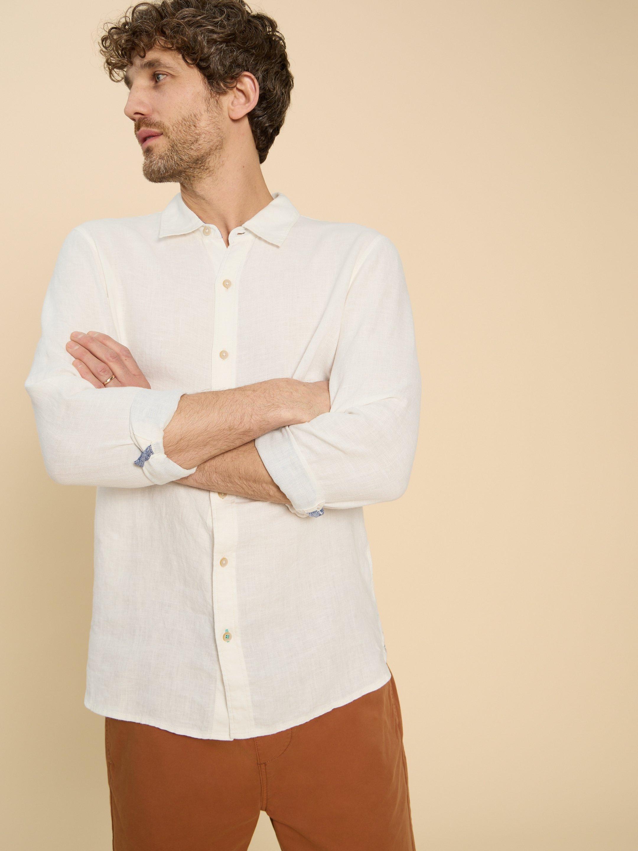 Buy Mens Linen Cotton Shirts, White Shirt-Full Sleeves