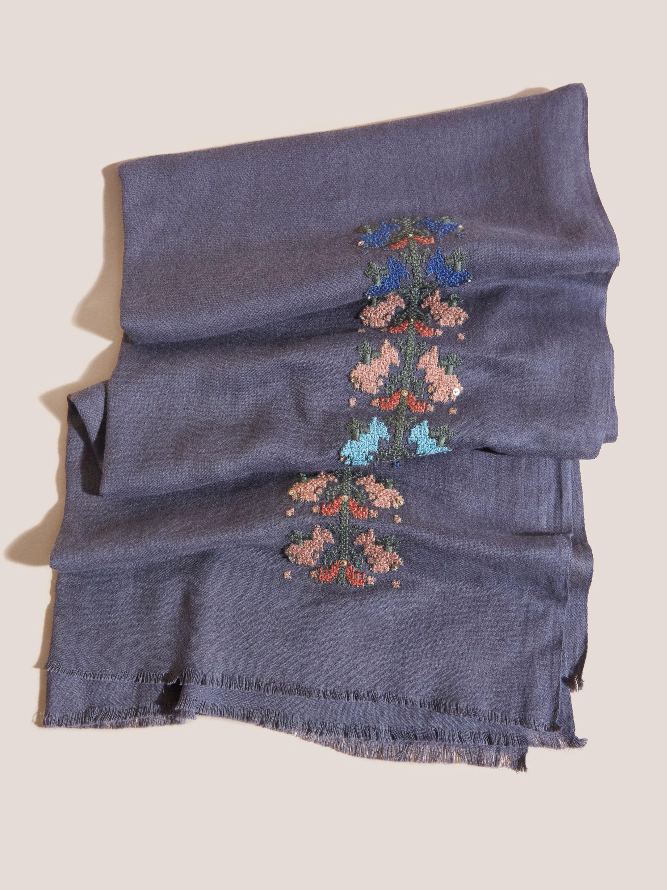 Embroidered Cotton Wool Scarf