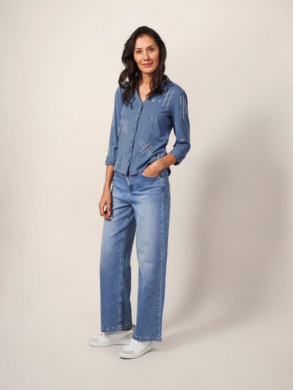 ANNIE EMBROIDERED JERSEY SHIRT