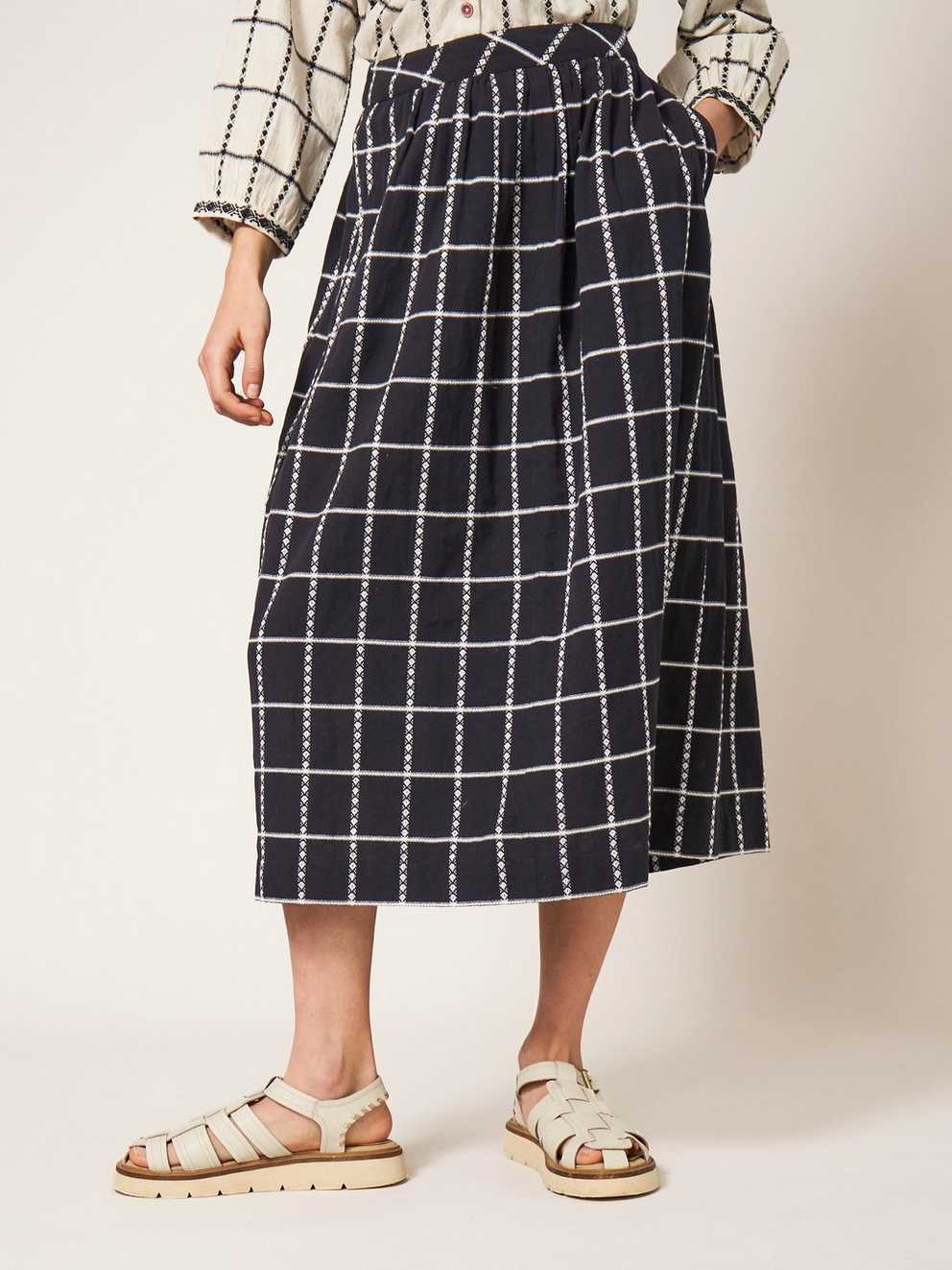 Anya Check Midi Skirt