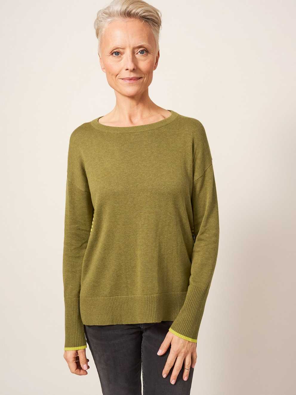 Olive Crew Neck Jumper