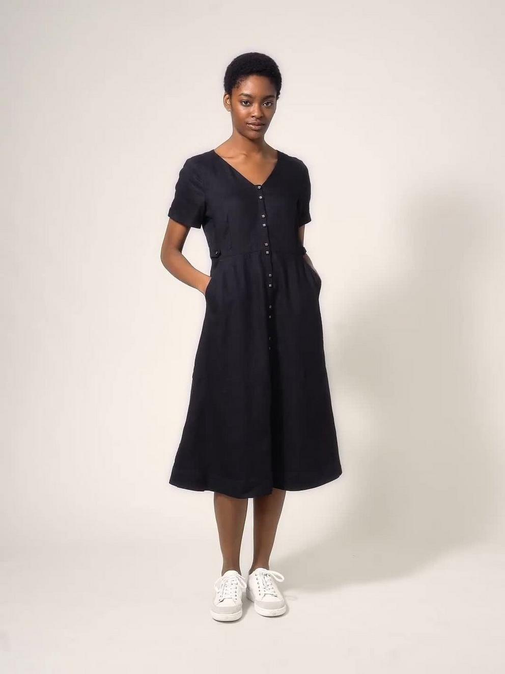Ivy Linen Short Sleeve Midi Dress