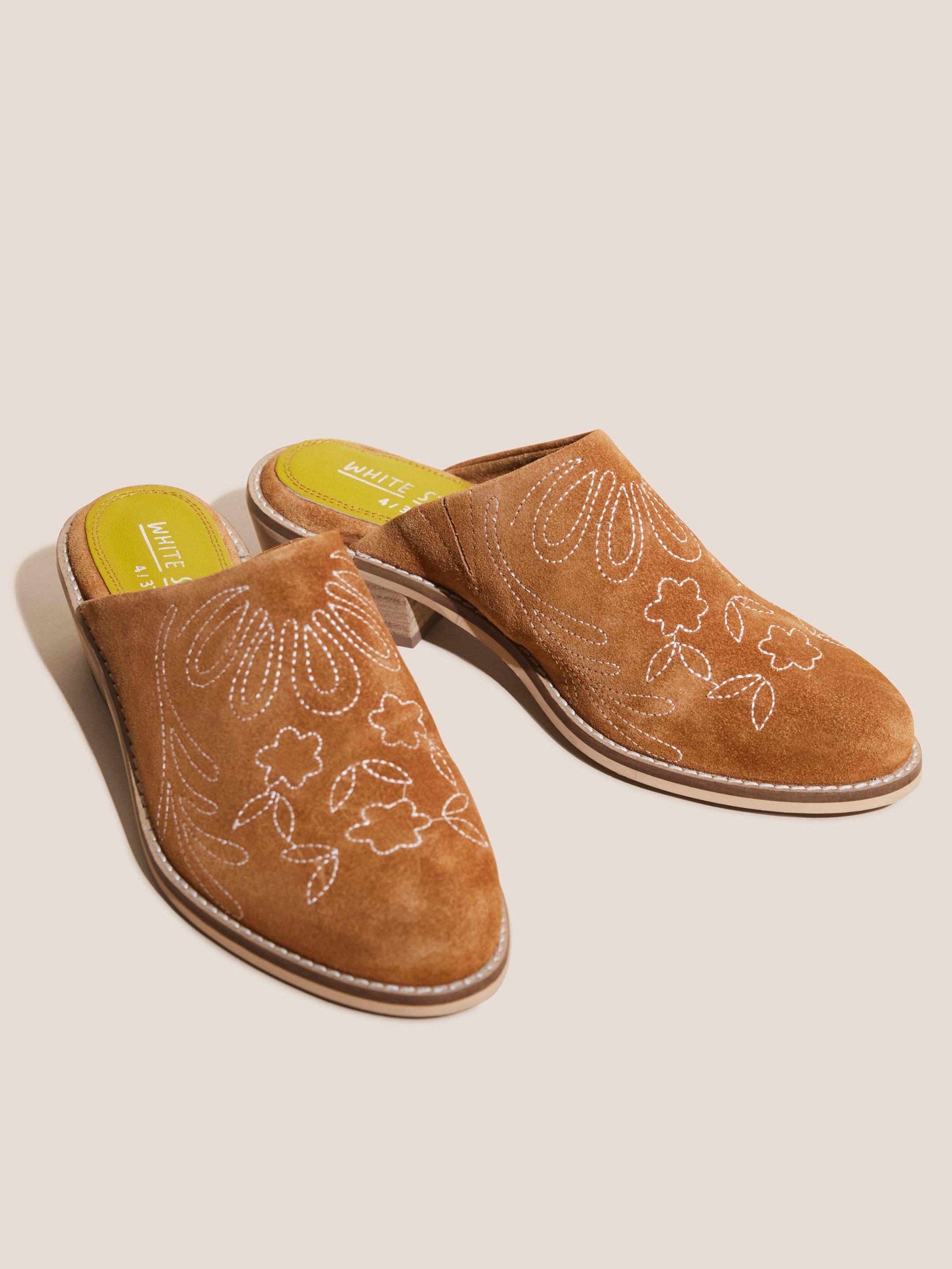 Suede Embroidered Mule