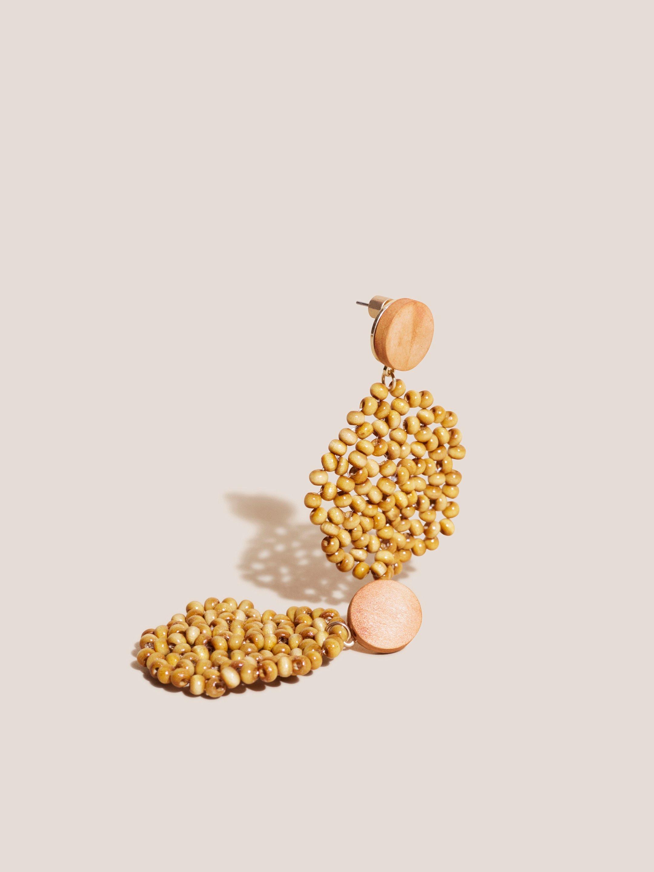 Wood Circular Drop Earrings