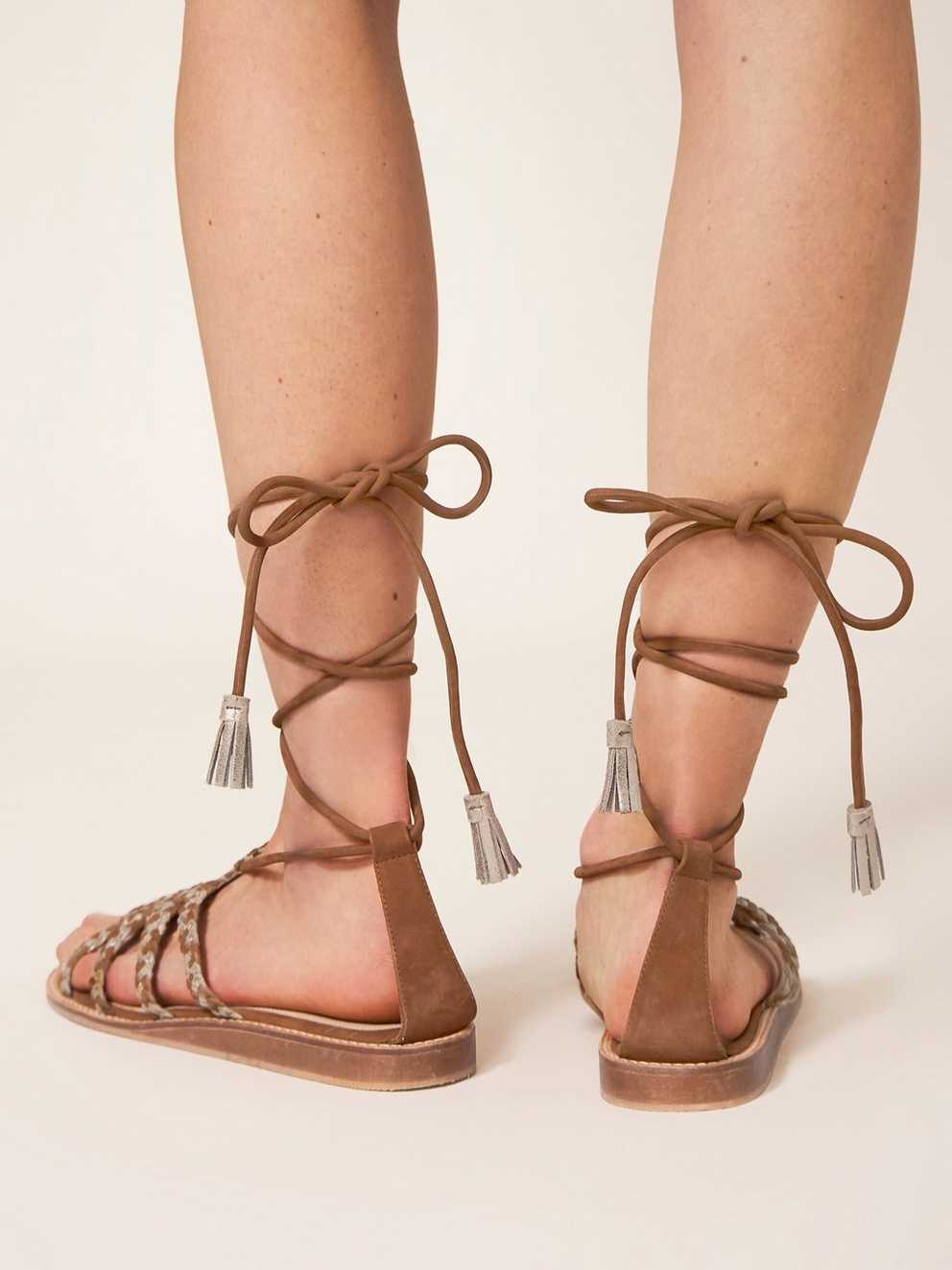Plaited Leather Sandal Tie Leg