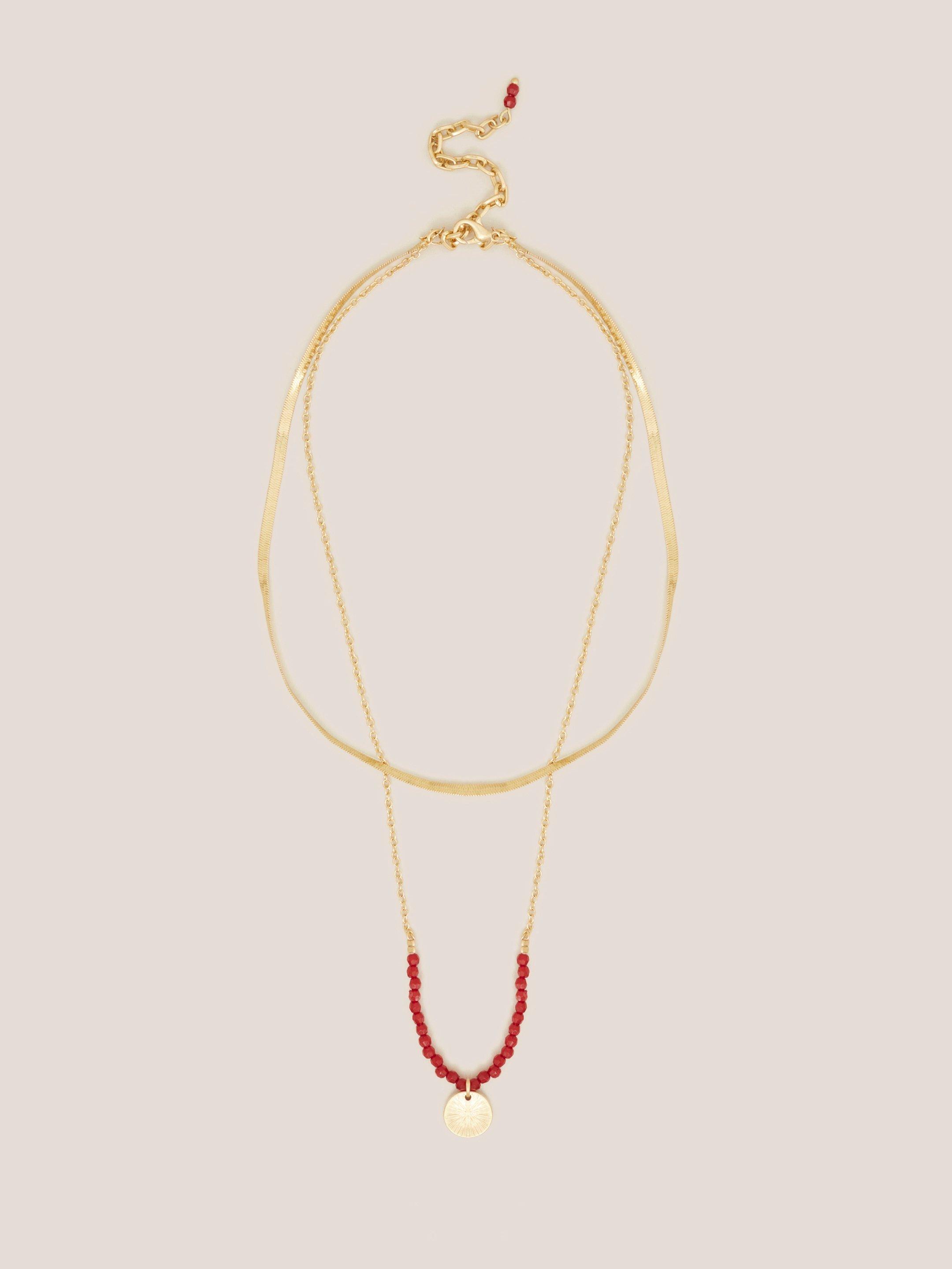 DOUBLE CHAIN BEADED NECKLACE