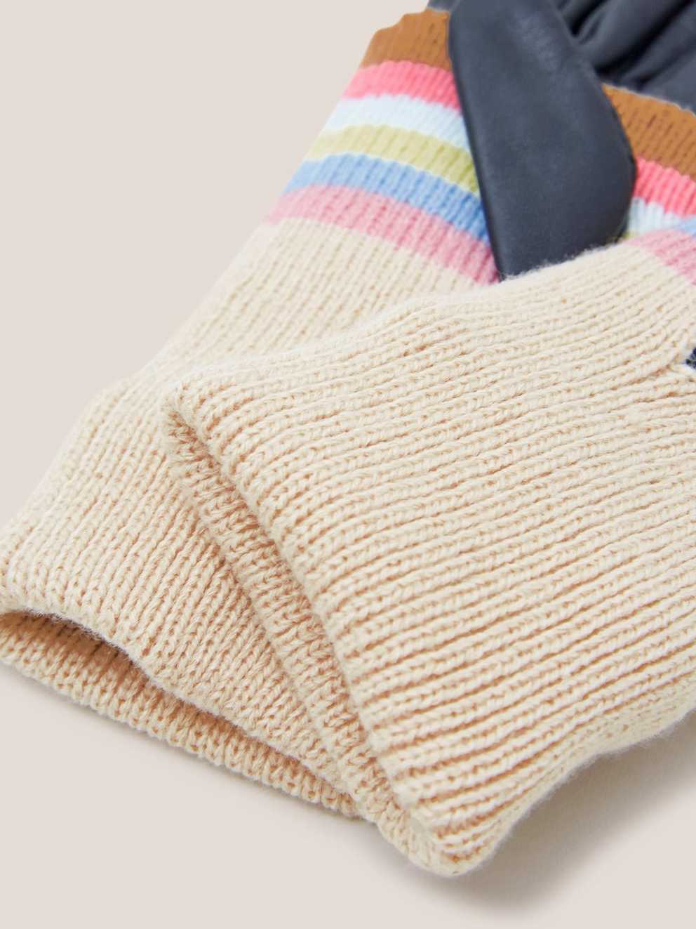 Knitted Cuff Gloves Leather