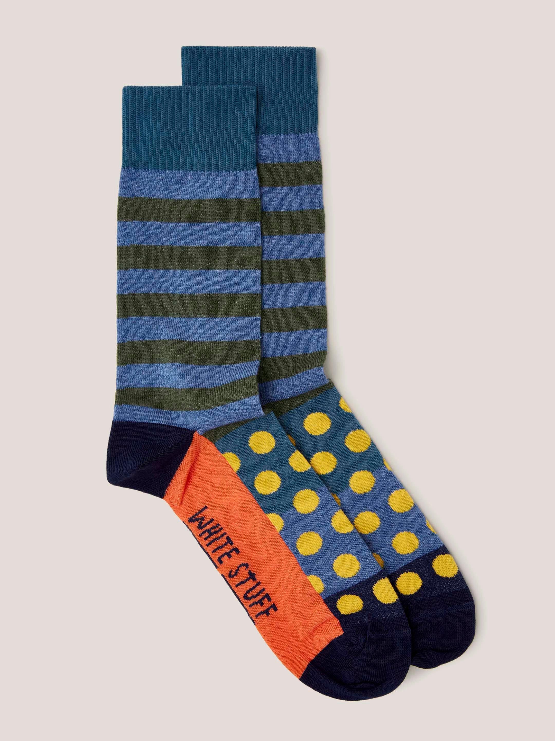 Distressed Details Stripe Socks, White | 2-Tone main image 1
