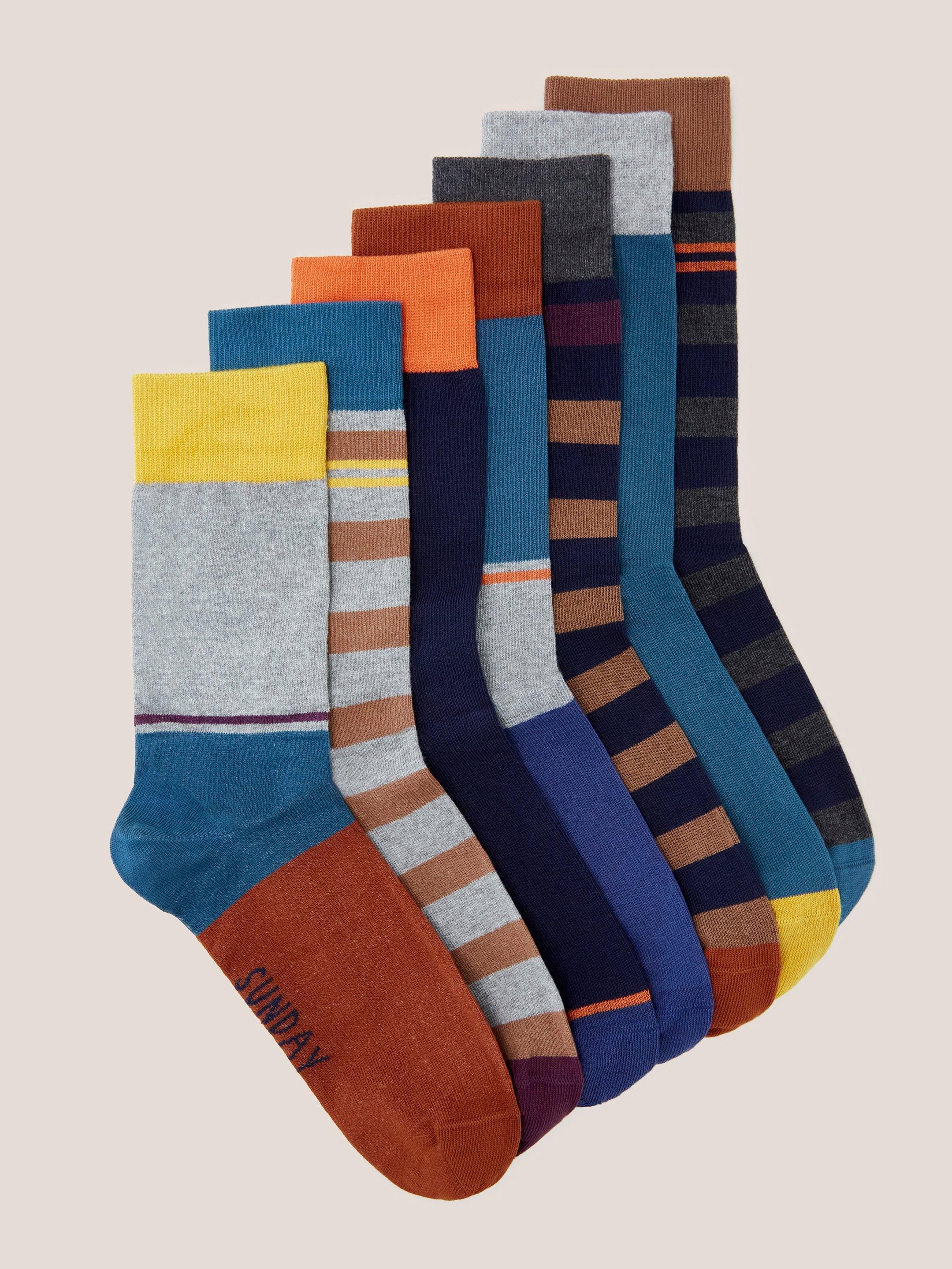 7 Pack Stripe Ankle Socks