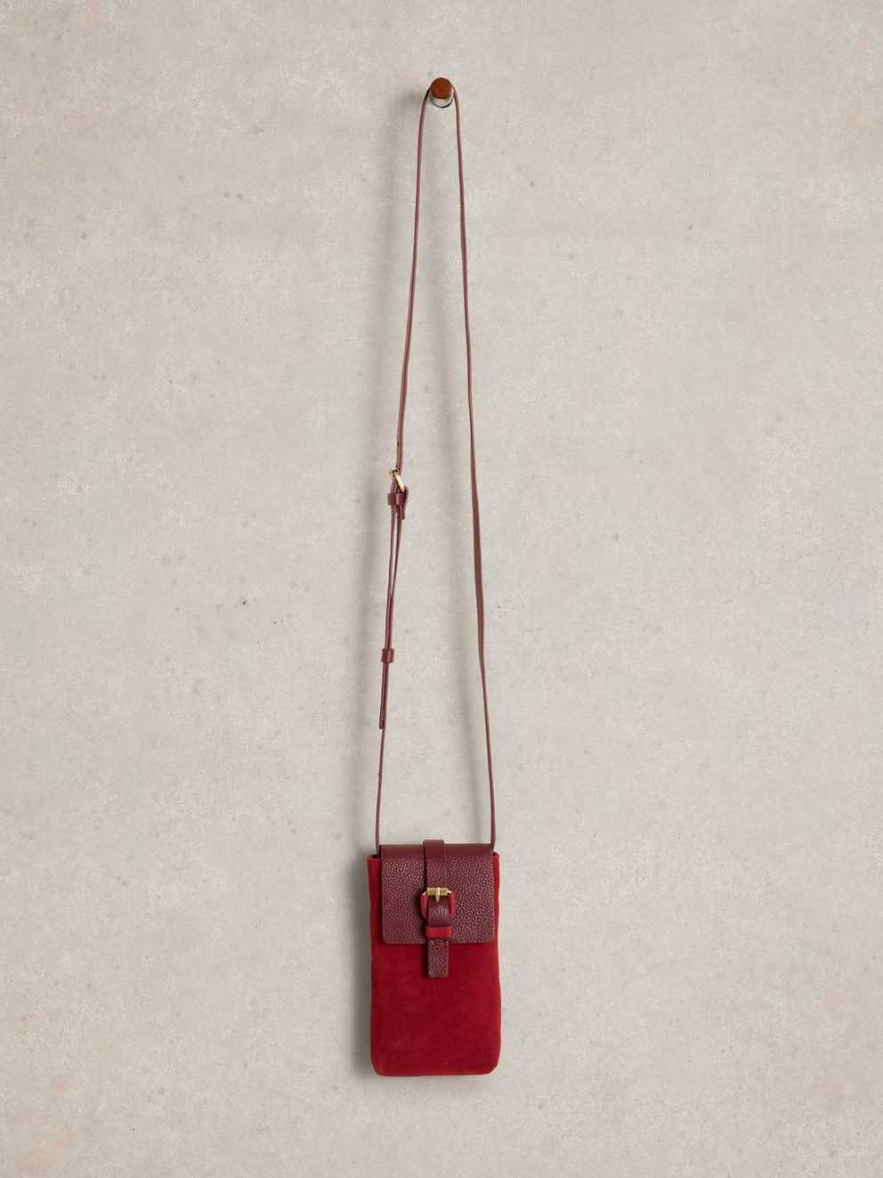 Clara Buckle Suede Phone Bag