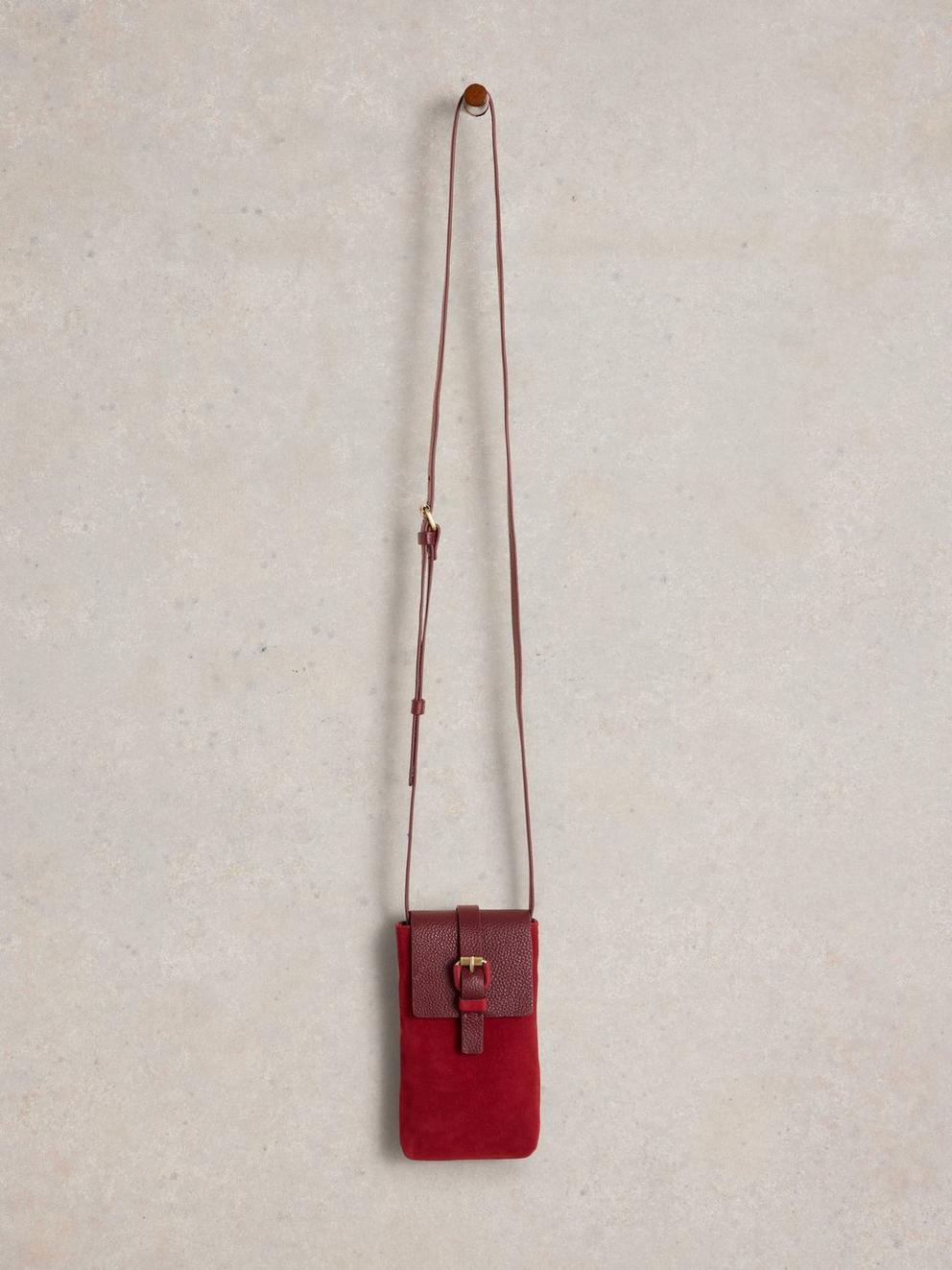 Clara Buckle Suede Phone Bag