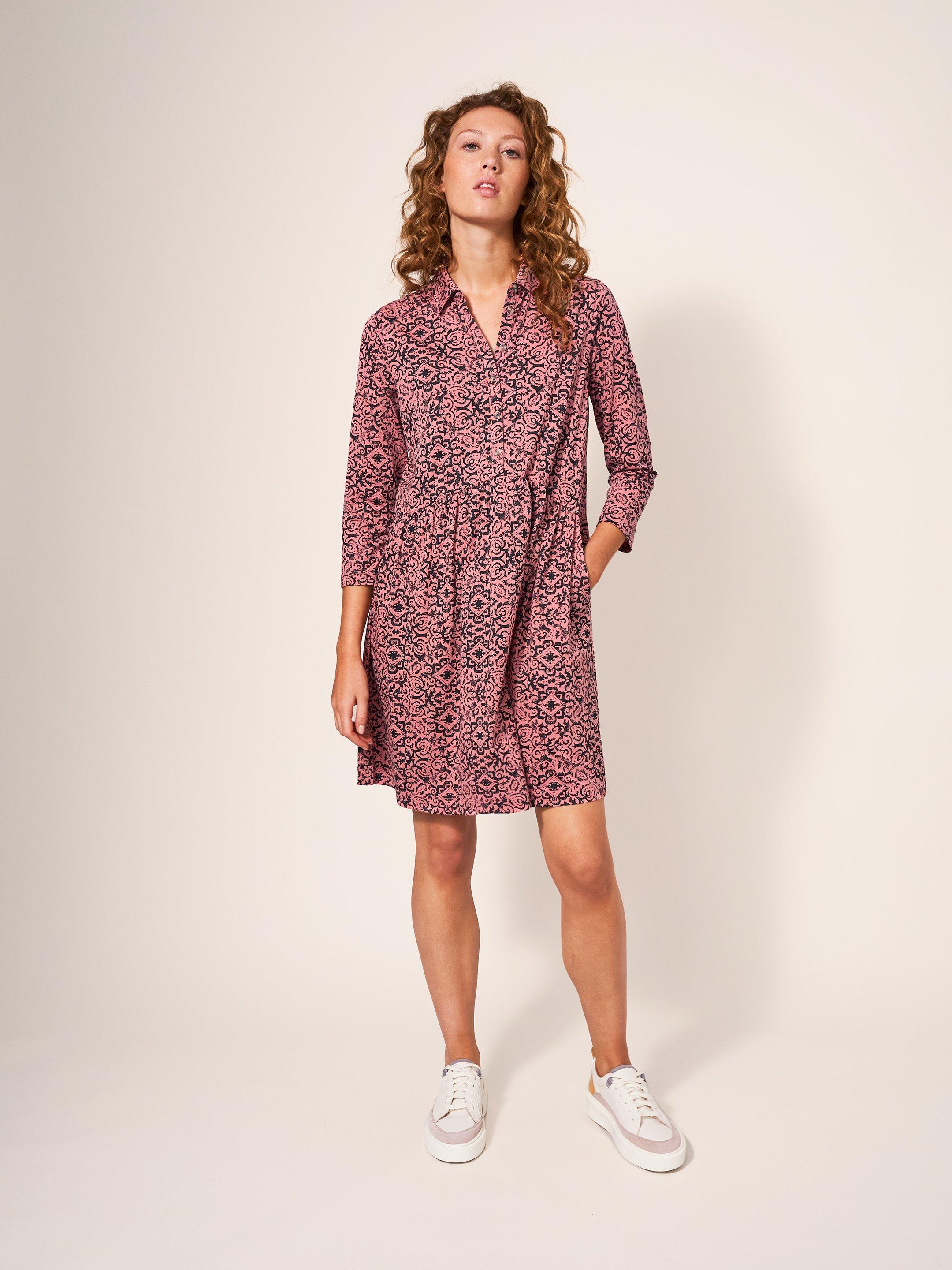 White Stuff Everly Jersey Shirt Dress - Blue Print — Grace the Boutique