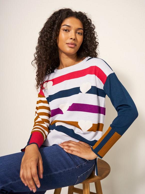 OLIVE HEART CREW NECK JUMPER