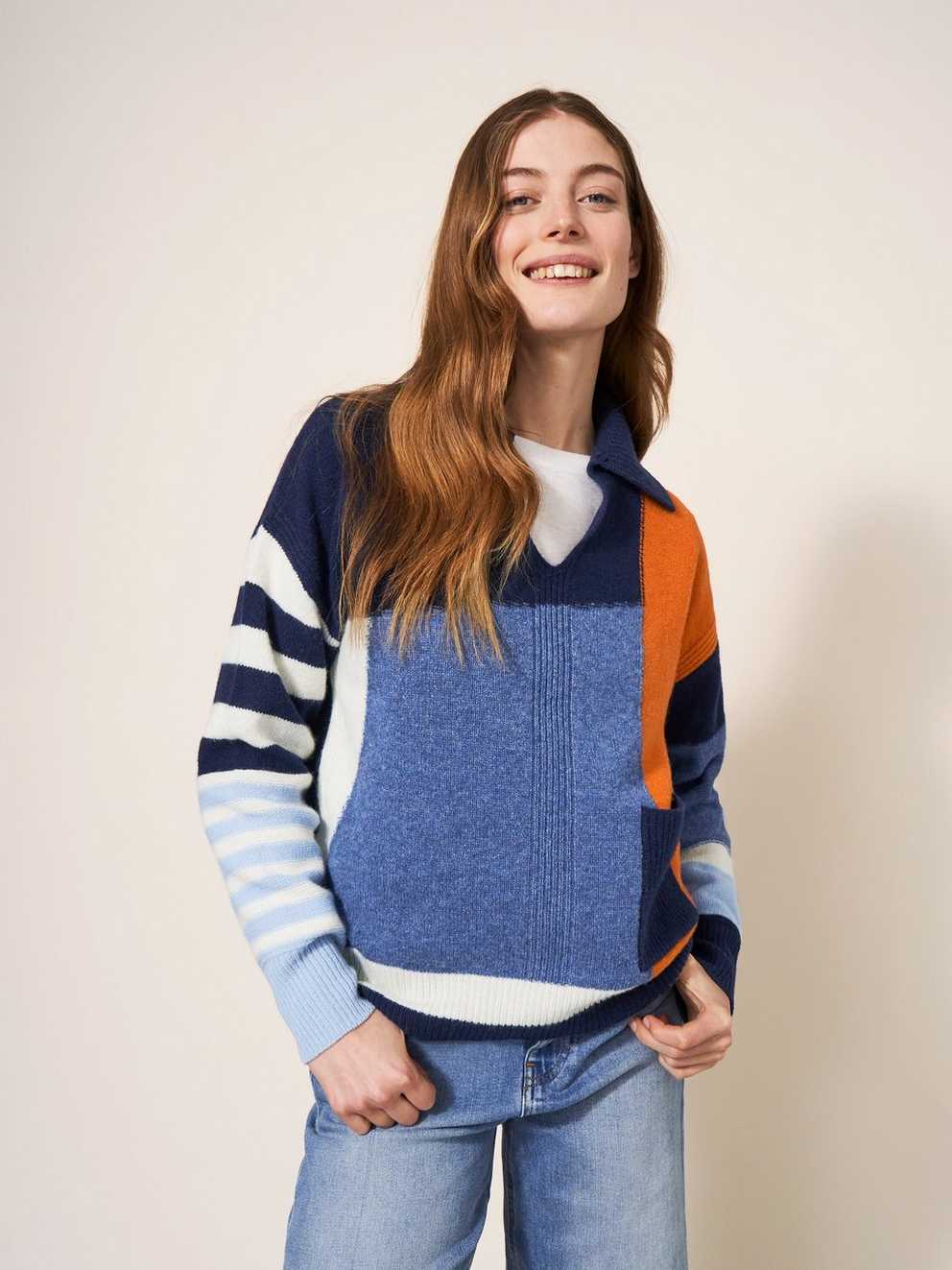 COLOURBLOCK COLLAR JUMPER