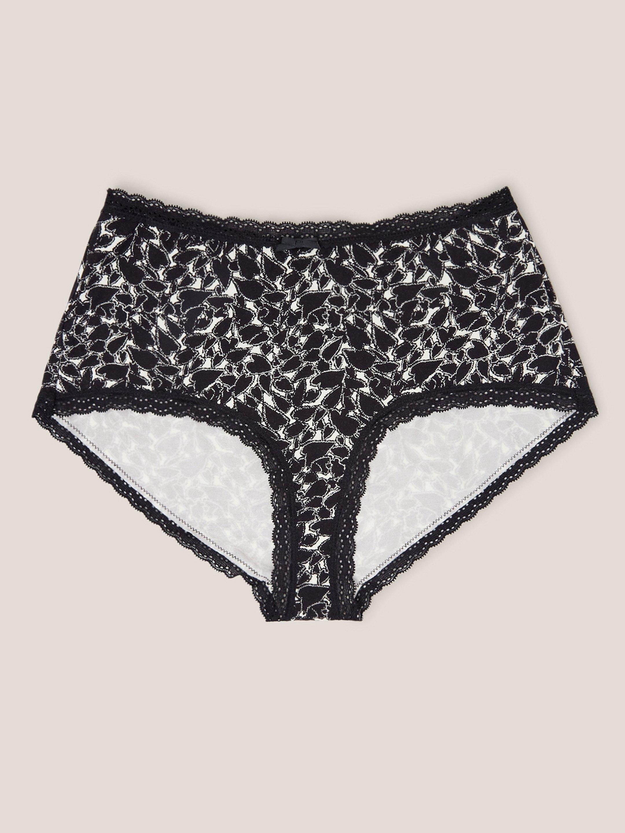 Black Lace High Waisted Short Knickers 2 Pack