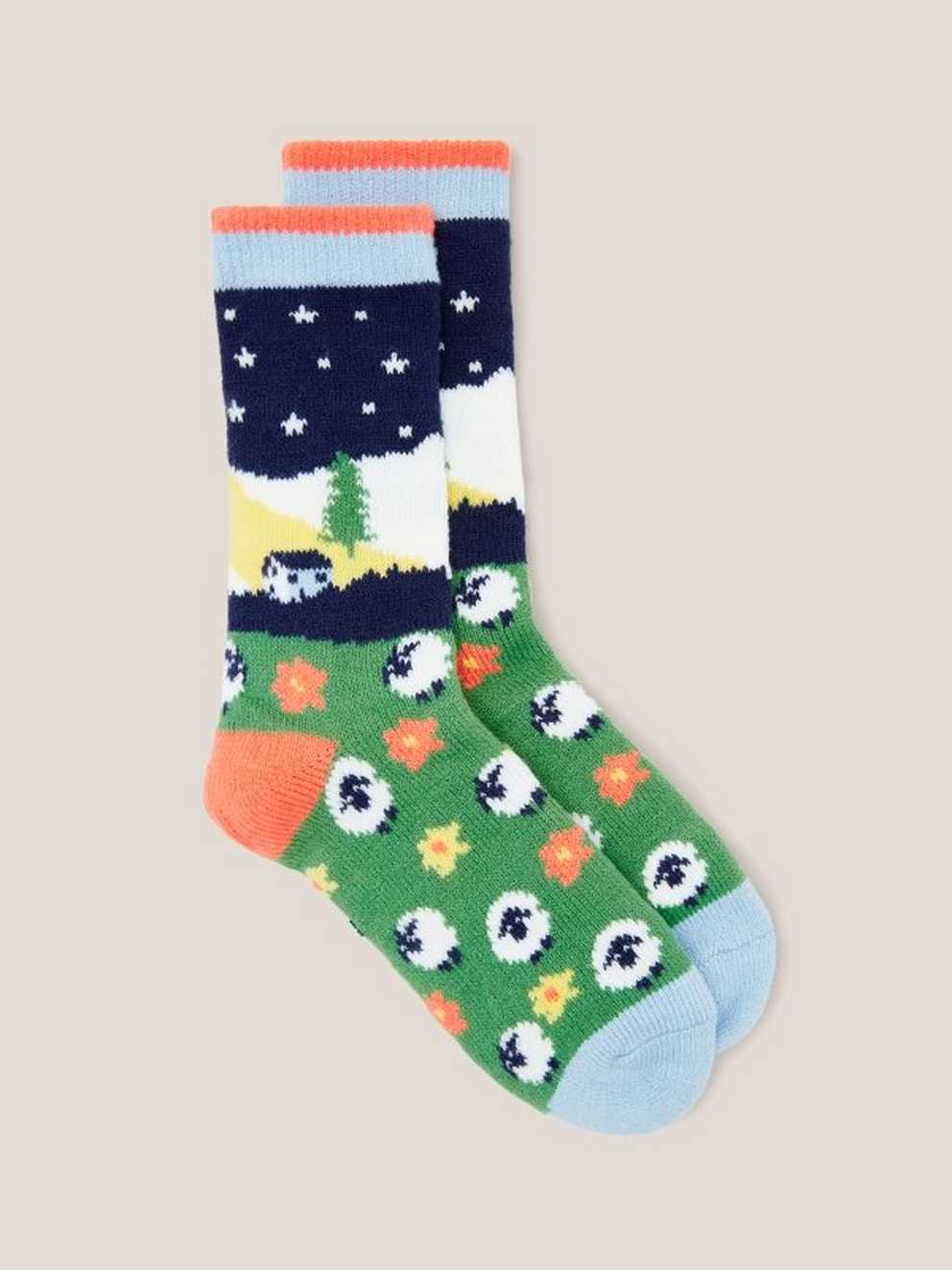 Sheep Scenic Cabin Socks