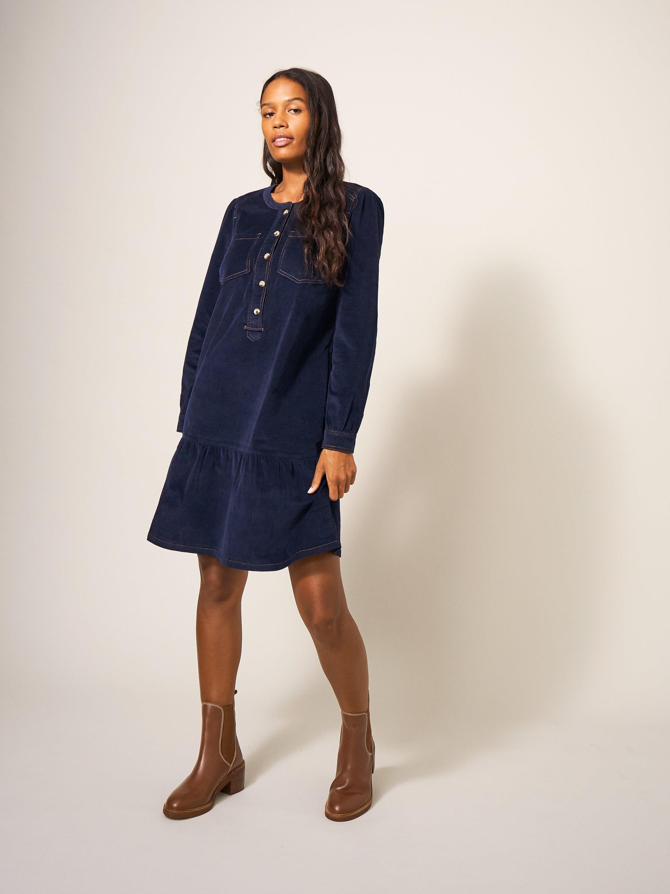 Long sleeve corduroy dress sale