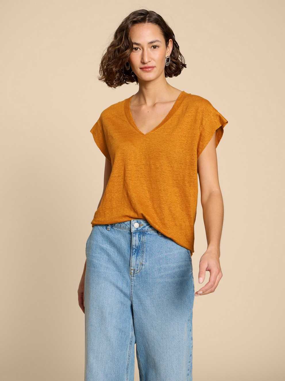 IVY LINEN V NECK TEE