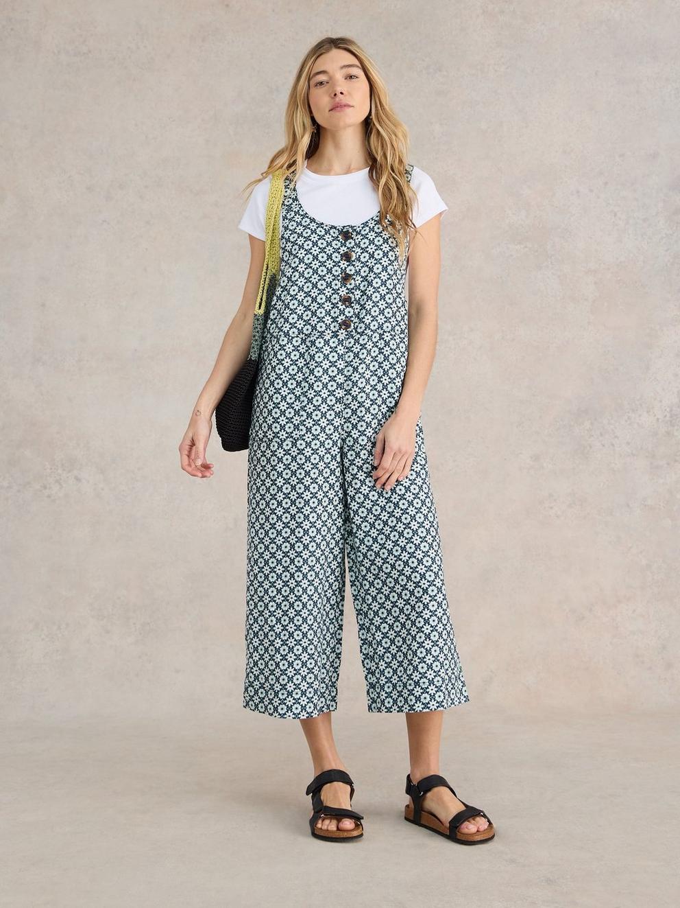 Viola Crop Linen Dungaree