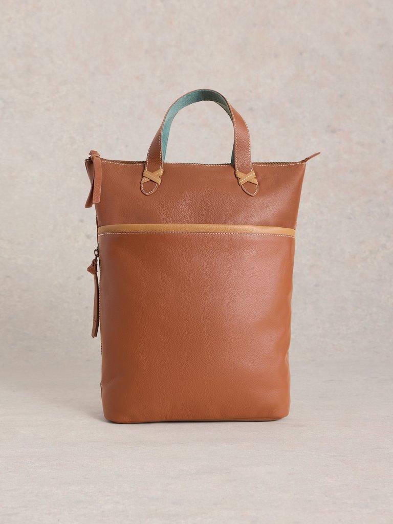 Hettie Leather Zip Tote in MID TAN | White Stuff