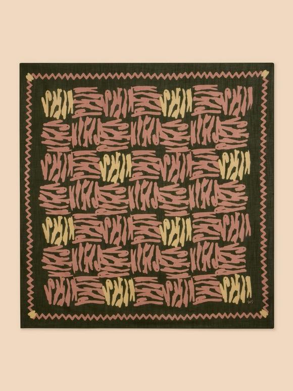 Scribble Check Square Scarf