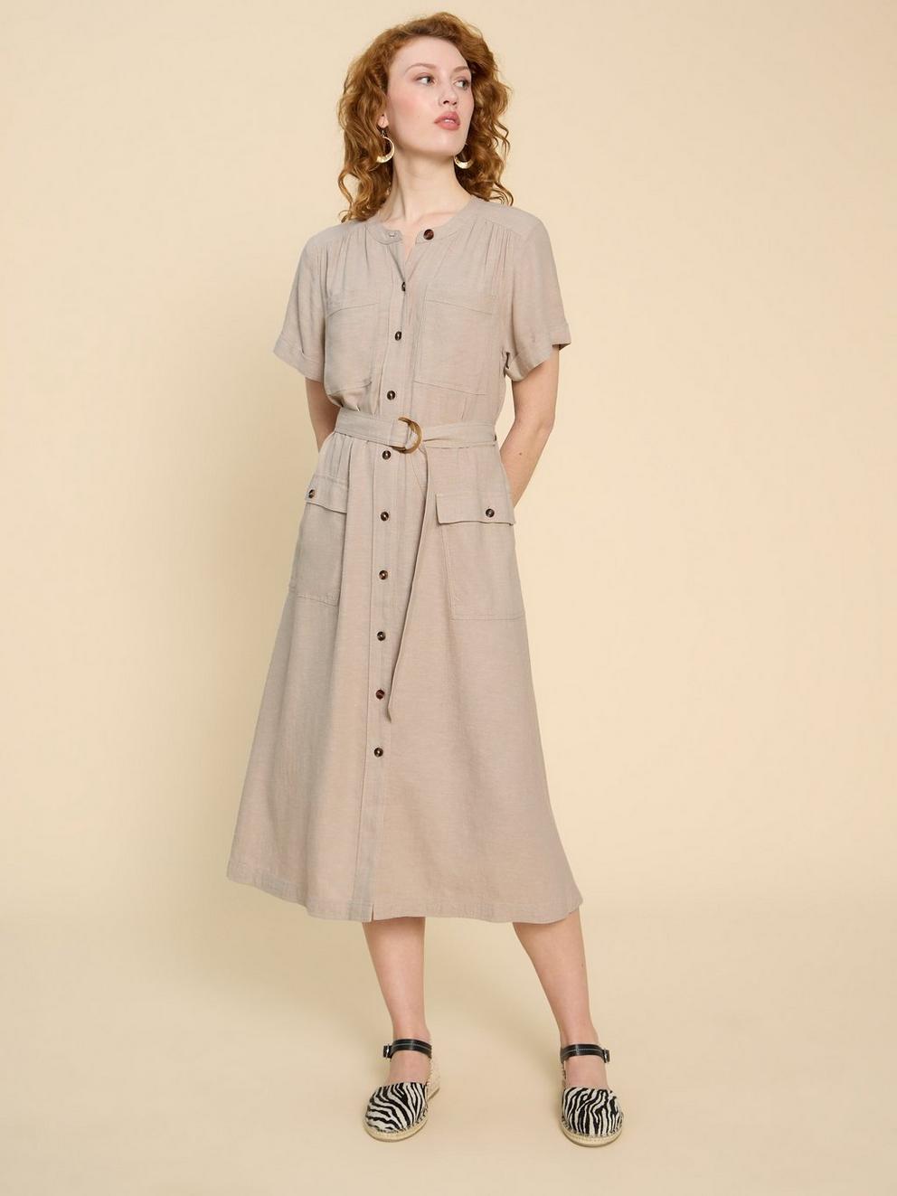 Hazel Linen Blend Shirt Dress