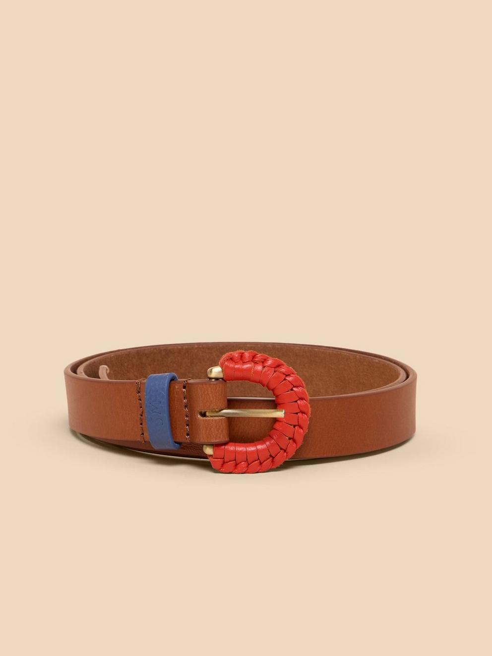 Woven Leather Buckle Belt